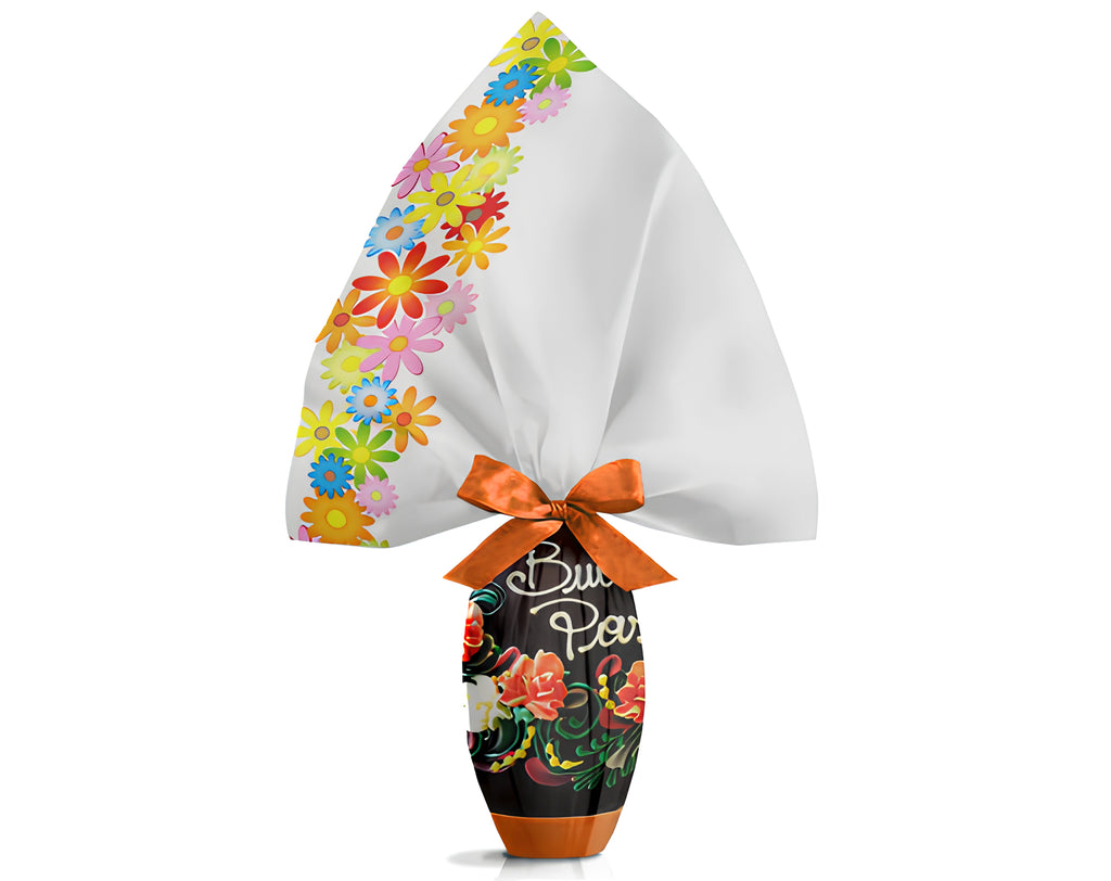 INCARTO PPL 070X070 TRASPARENTE FLOWER ALINA ARANCIO | Incarto PPL per uova di Pasqua al cioccolato DAGERAF