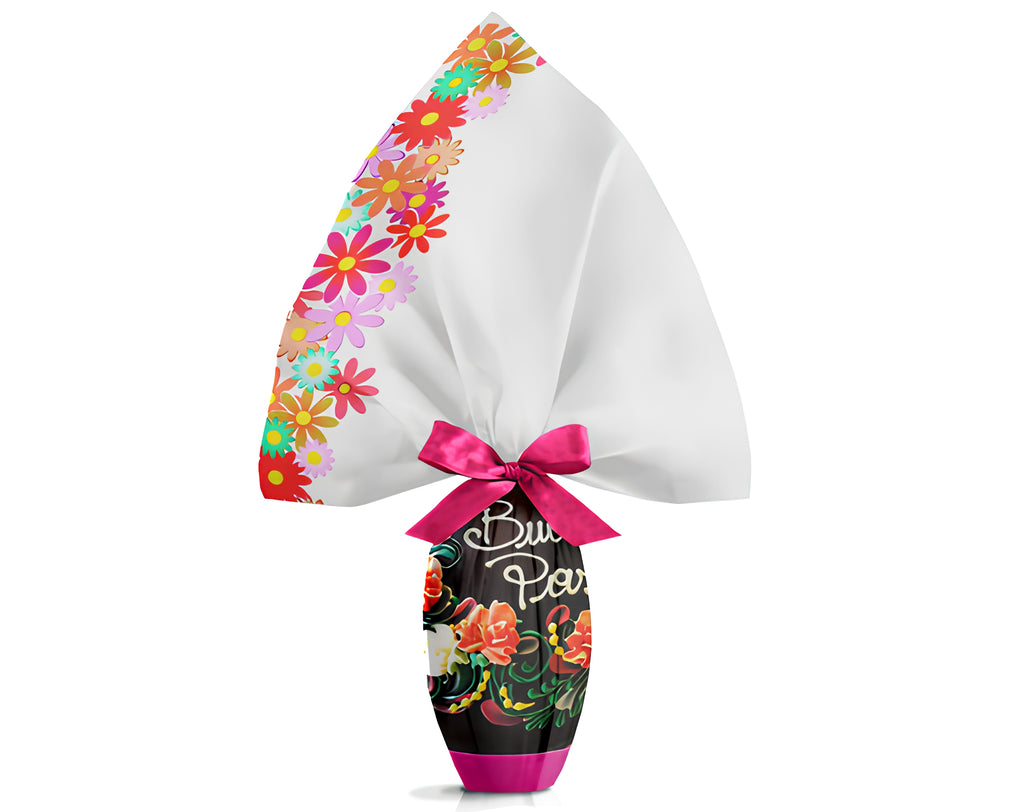 INCARTO PPL 070X070 TRASPARENTE FLOWER FUCSIA | Incarto PPL per uova di Pasqua al cioccolato DAGERAF