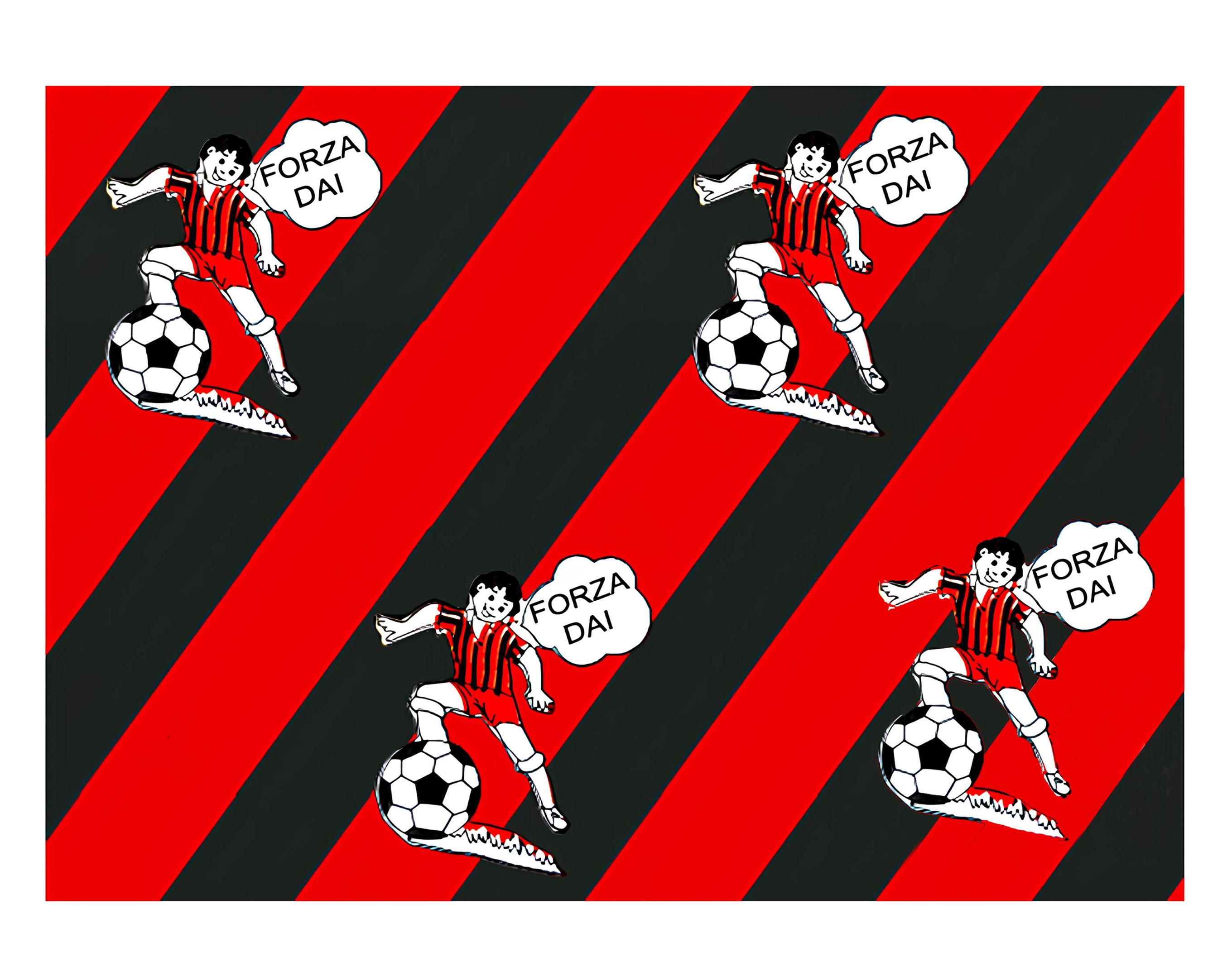 INCARTO PPL 120X120 TIFOSO ROSSO NERO "FORZA DAI"
