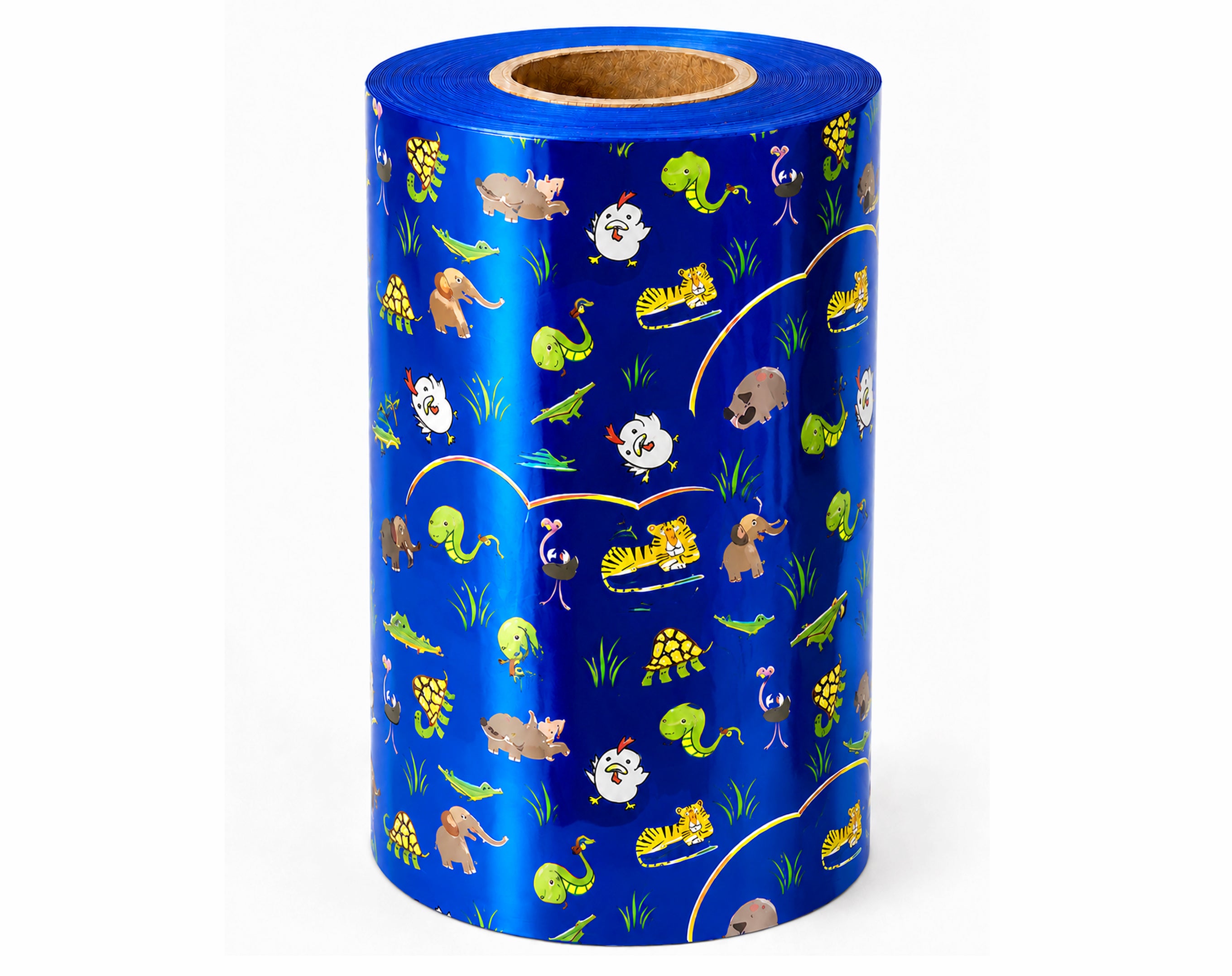 INCARTO IN BOBINA PER UOVA DI PASQUA PPL ALTEZZA 70 METALLIZZATO ANIMAL FUNNY BLU