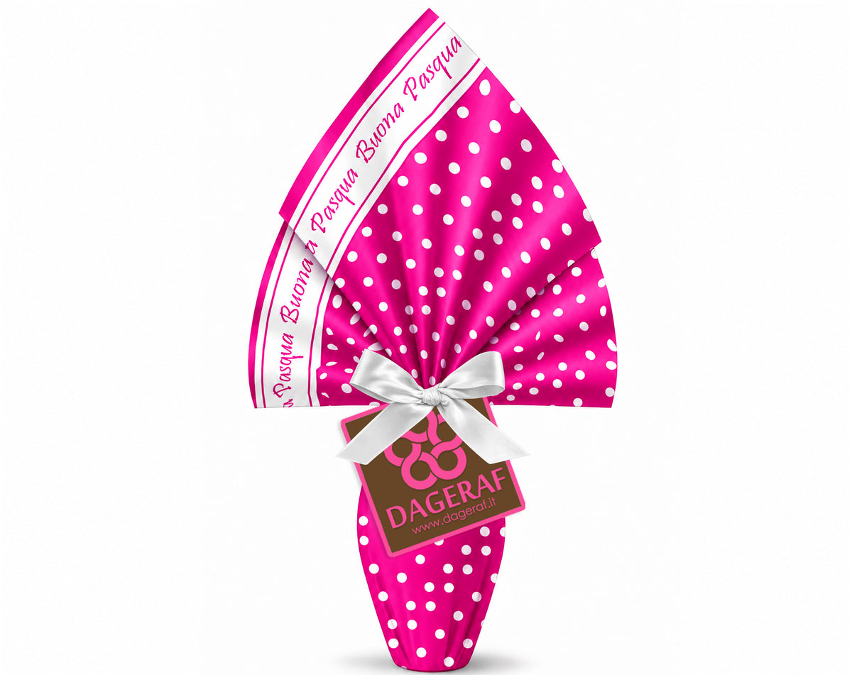 INCARTO PER UOVA DI PASQUA PPL 090X090 PERLATO POIS FUCSIA BUONA PASQUA