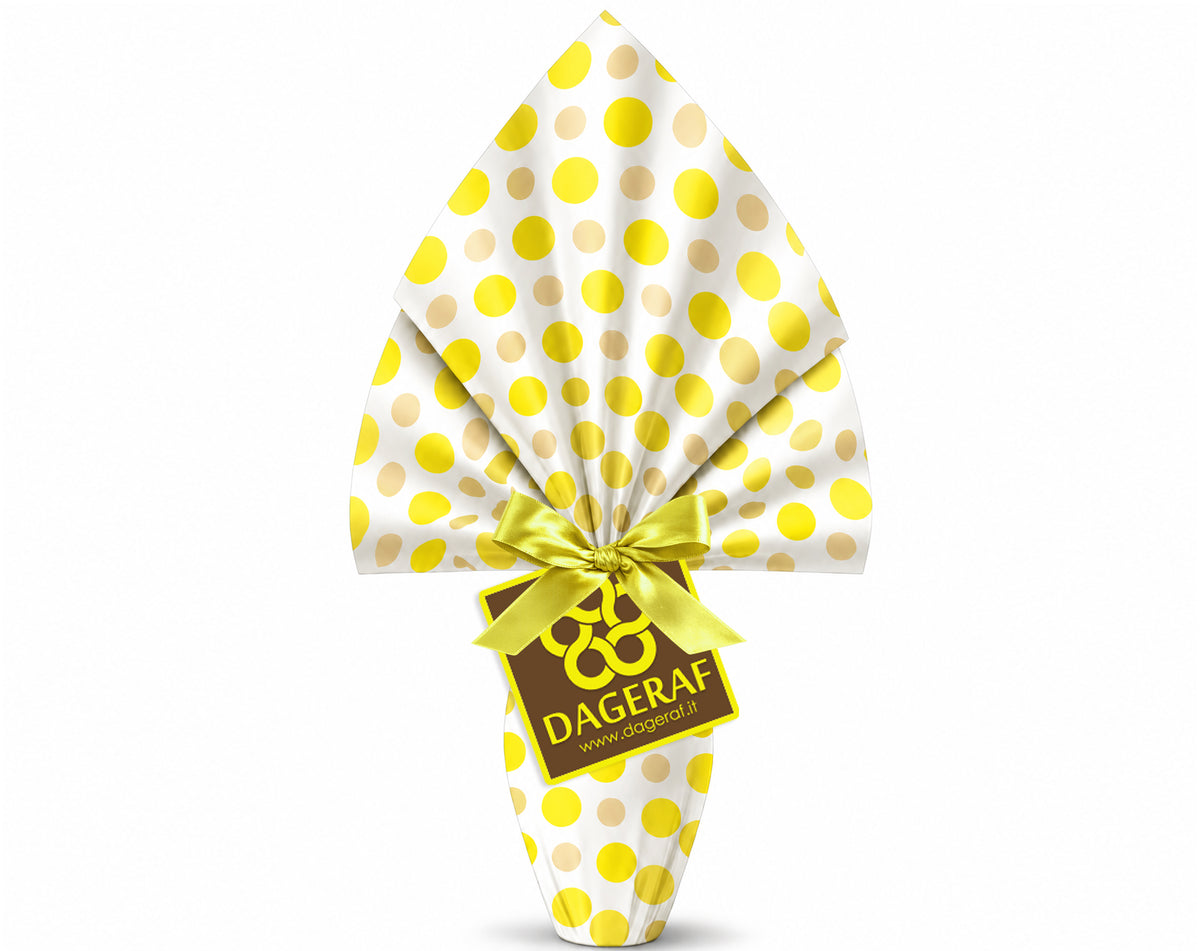 INCARTO PER UOVA DI PASQUA PPL 090X090 PERLATO POIS GIALLO