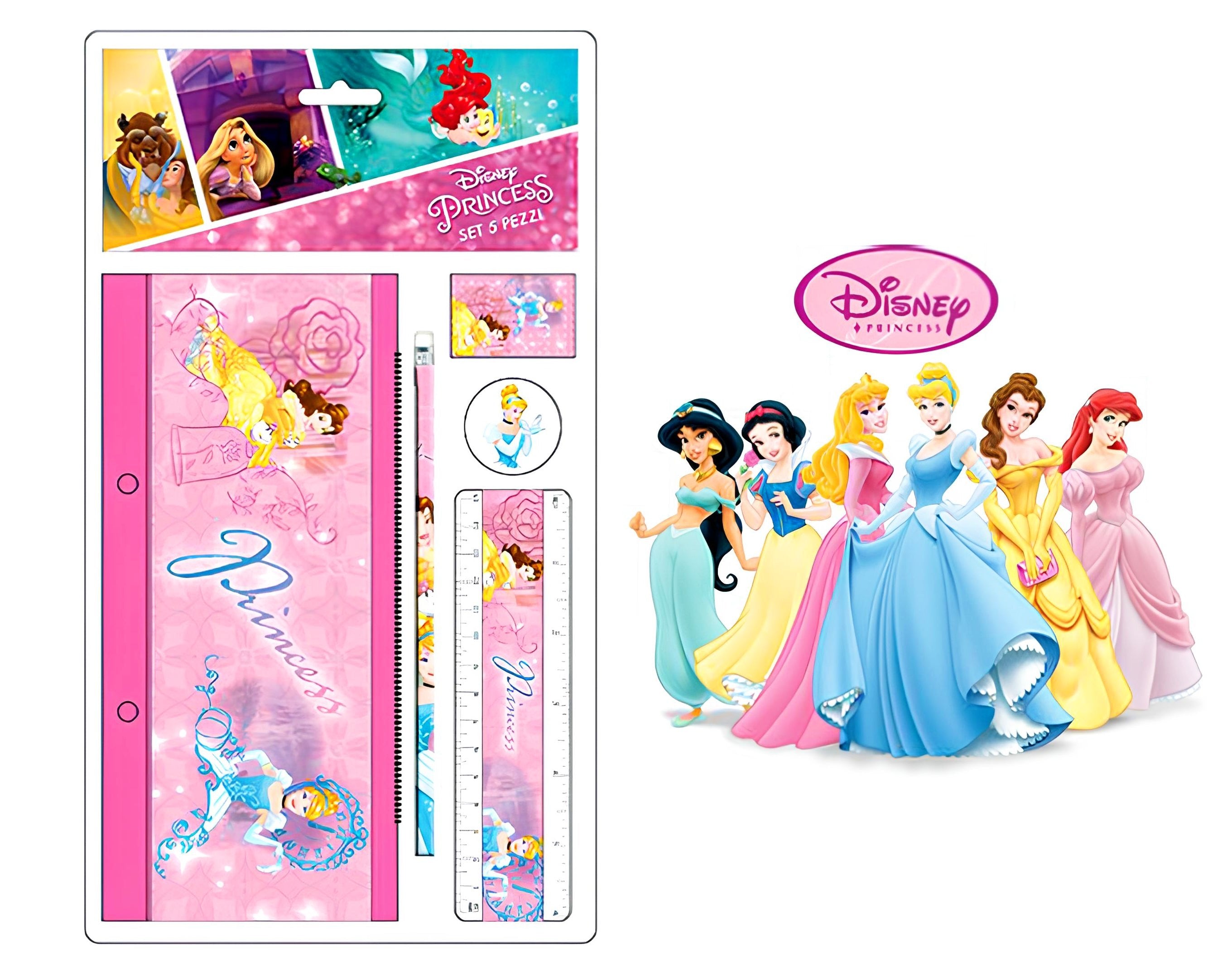 SET SCUOLA 5 PEZZI DISNEY PRINCESS | Incarto PPL per uova di Pasqua al cioccolato DAGERAF