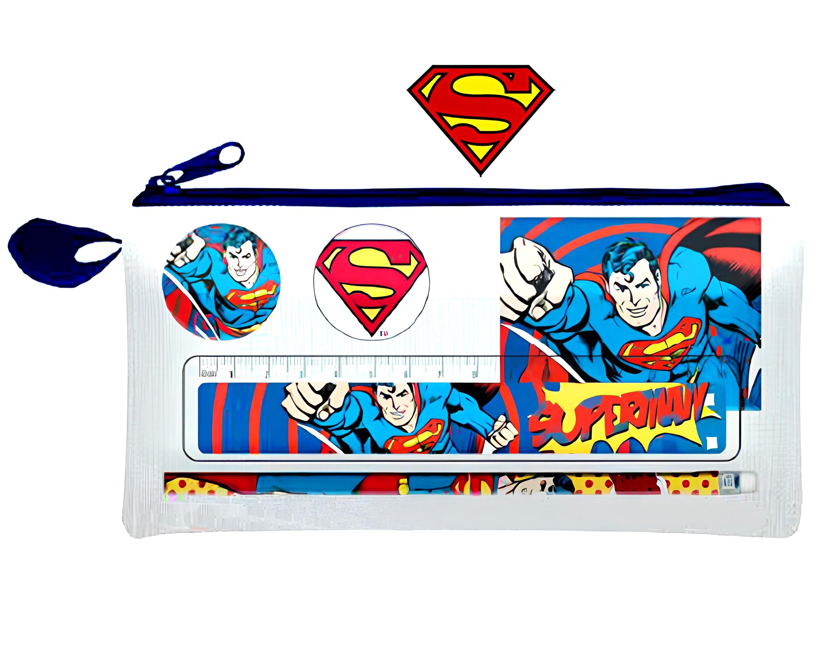 BORSELLINO 4 ACCESSORI SCUOLA SUPERMAN | Incarto PPL per uova di Pasqua al cioccolato DAGERAF