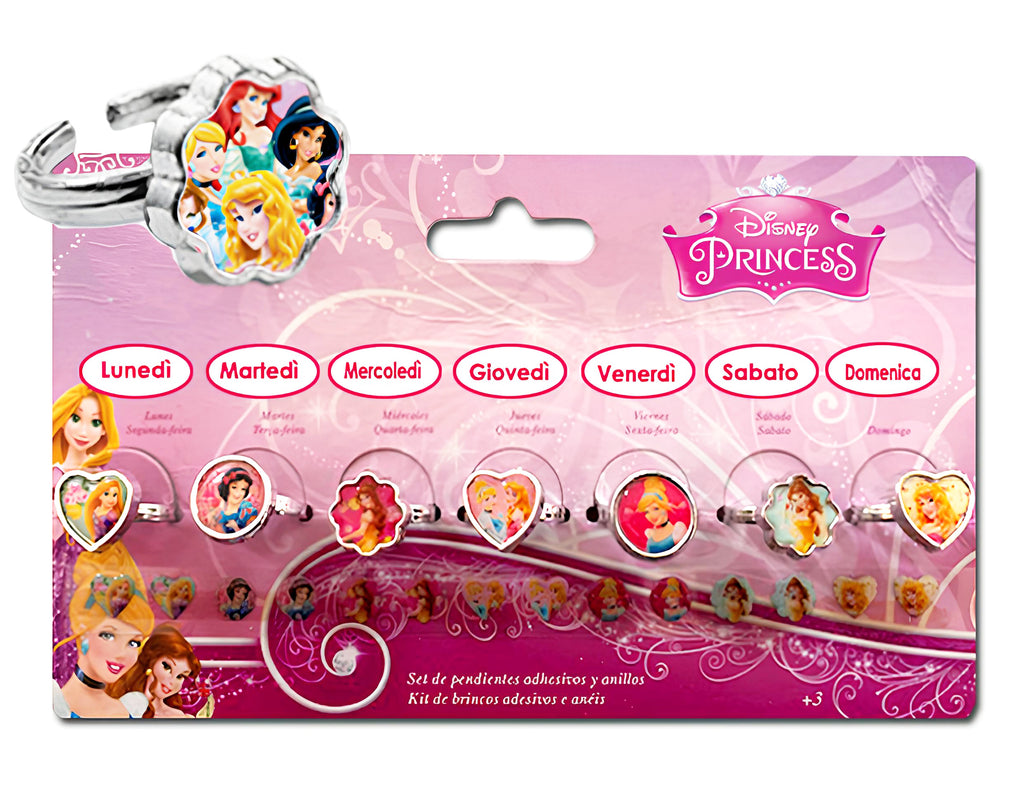 SET 7 ANELLINI SETTIMANALI DISNEY PRINCESS | Incarto PPL per uova di Pasqua al cioccolato DAGERAF
