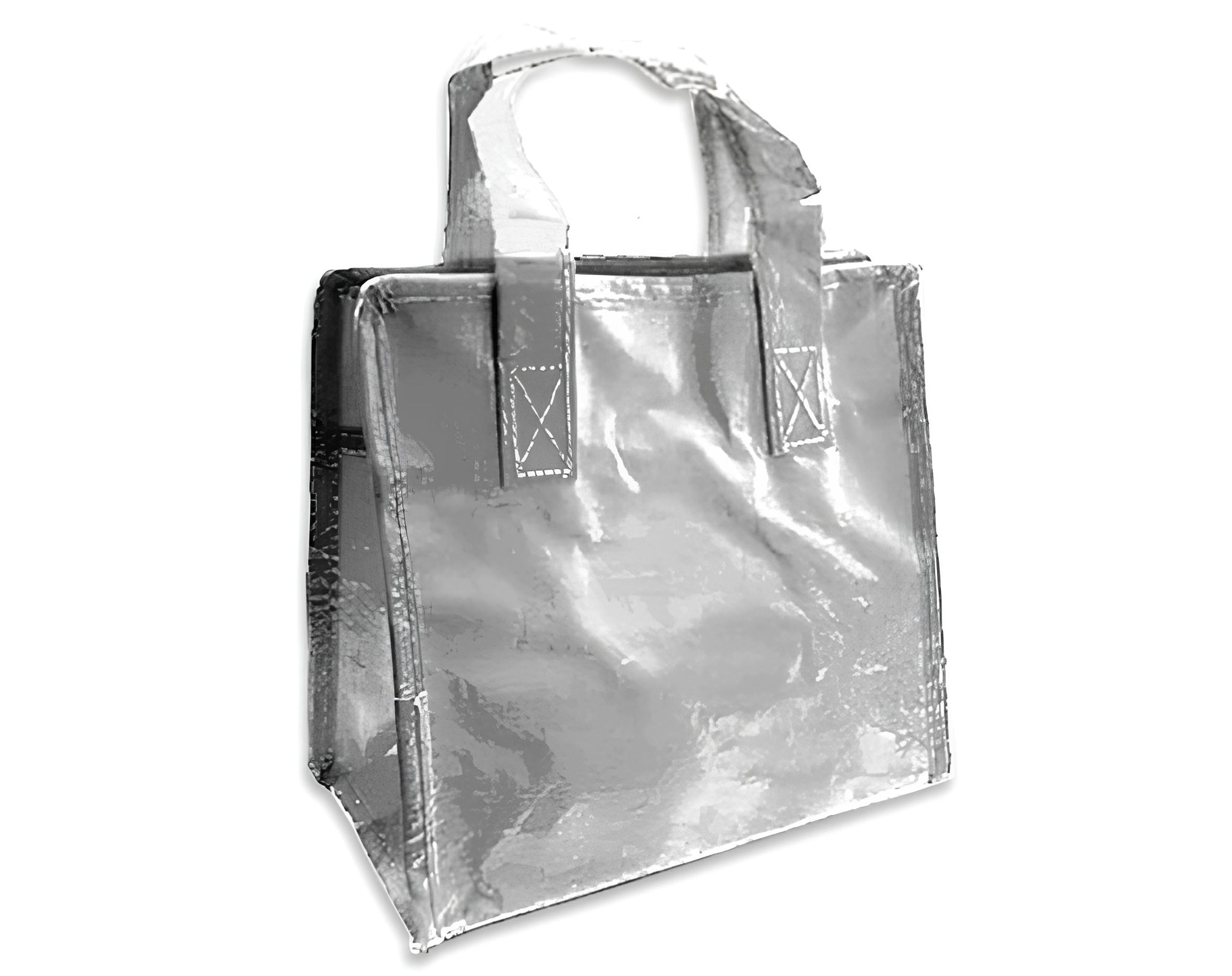 BORSETTA CON ZIP 20X20X12 ARGENTO | Incarto PPL per uova di Pasqua al cioccolato DAGERAF
