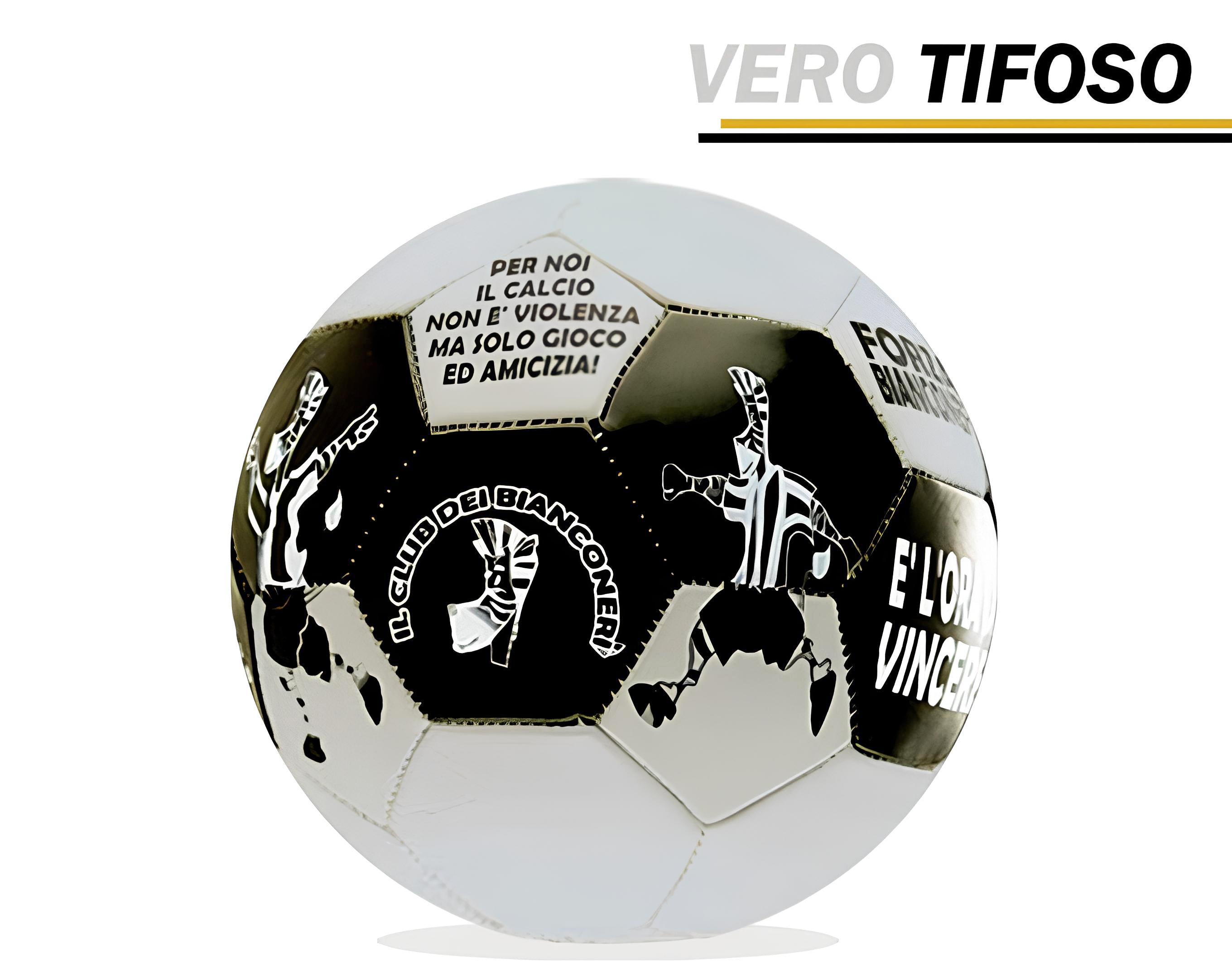 Pallina cuoio 12cm forza bianconeri | Sorpresa ideale per uova di pasqua grandi