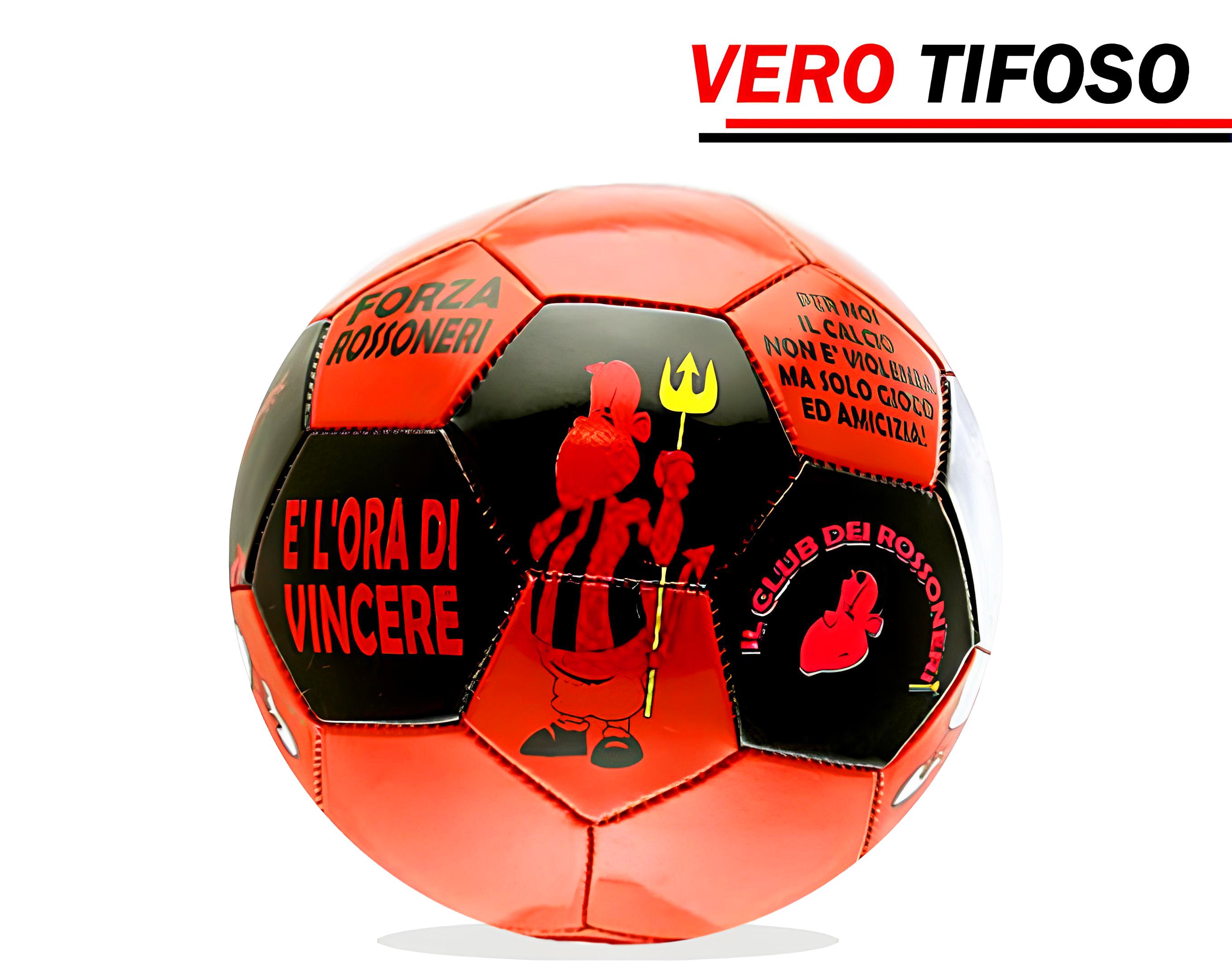 Pallina cuoio 12cm forza rossoneri | Sorpresa ideale per uova di pasqua grandi