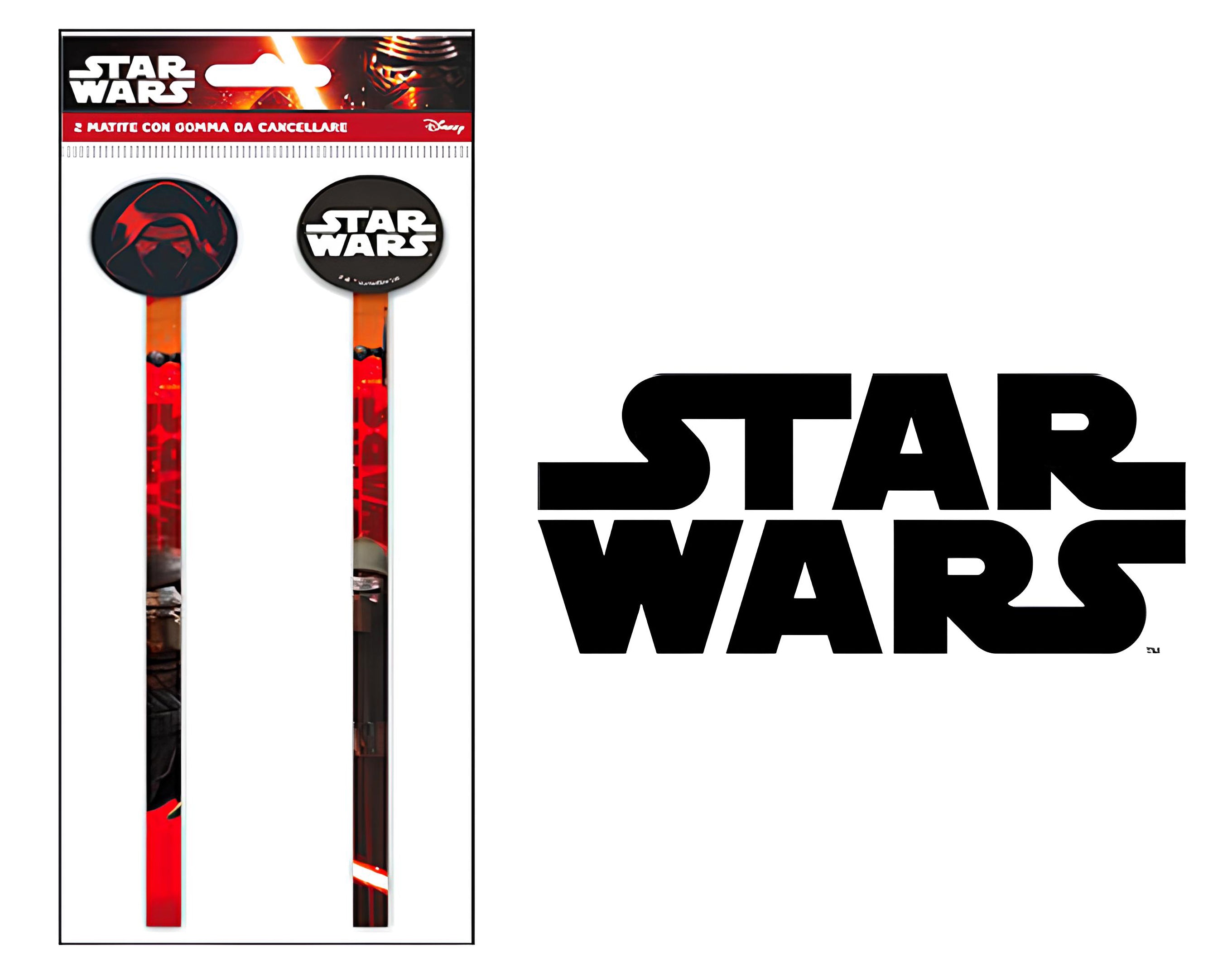 SET 2 MATITE CON GOMMA STAR WARS | Incarto PPL per uova di Pasqua al cioccolato DAGERAF