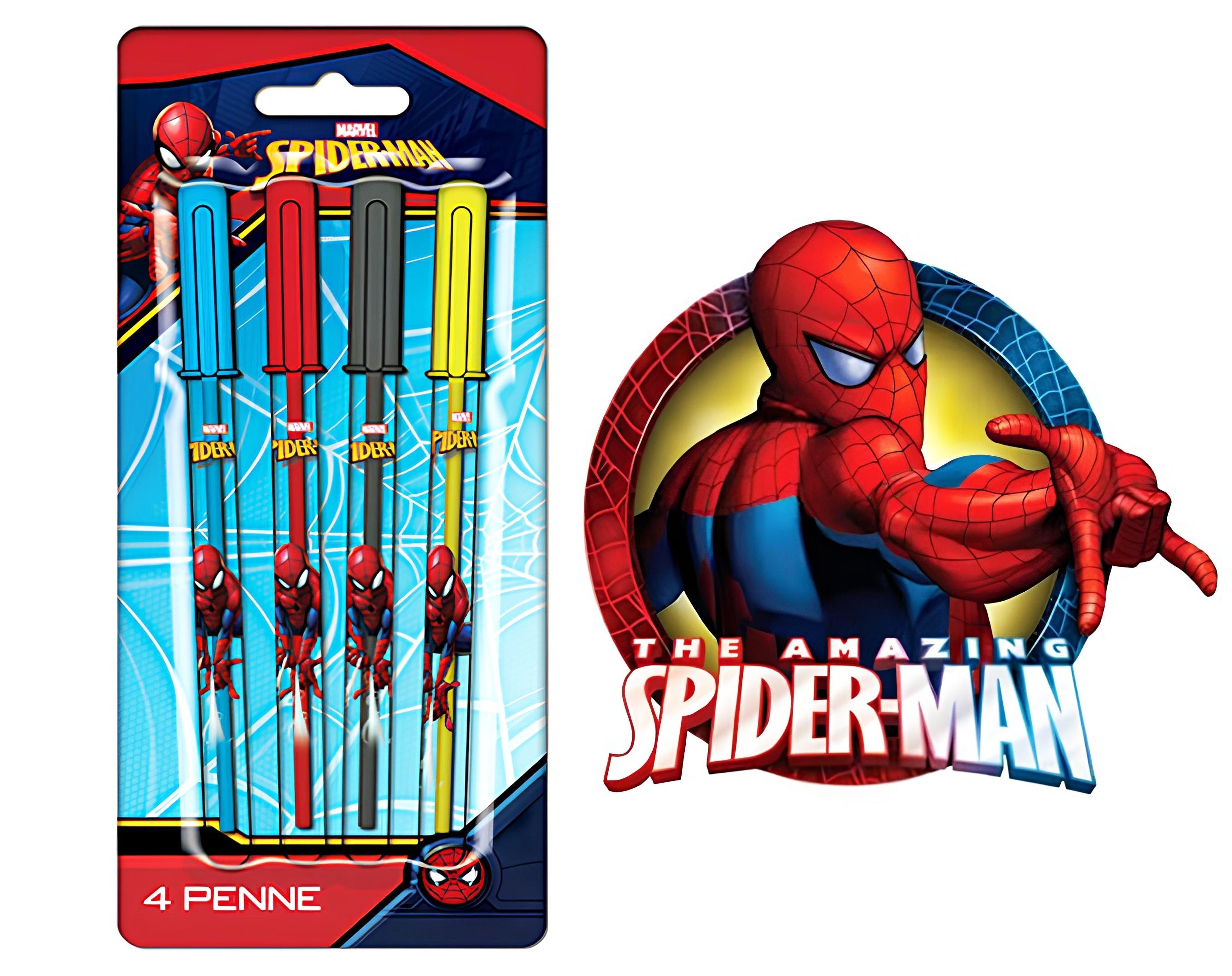 BLISTER 4 PENNE COLORATE SPIDERMAN | Incarto PPL per uova di Pasqua al cioccolato DAGERAF