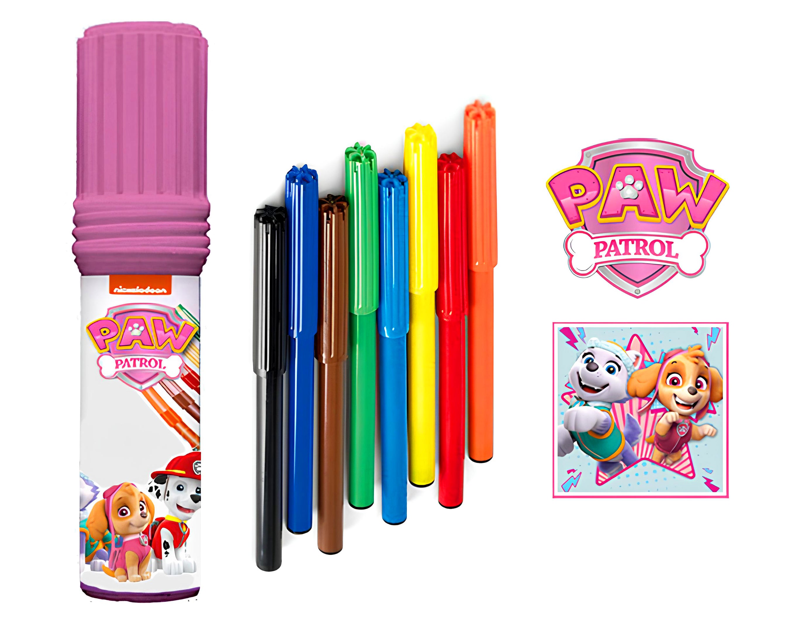 TUBO CON 8 PENNARELLI PAW PATROL BIMBA | Sorpresa perfetta per uova di Pasqua