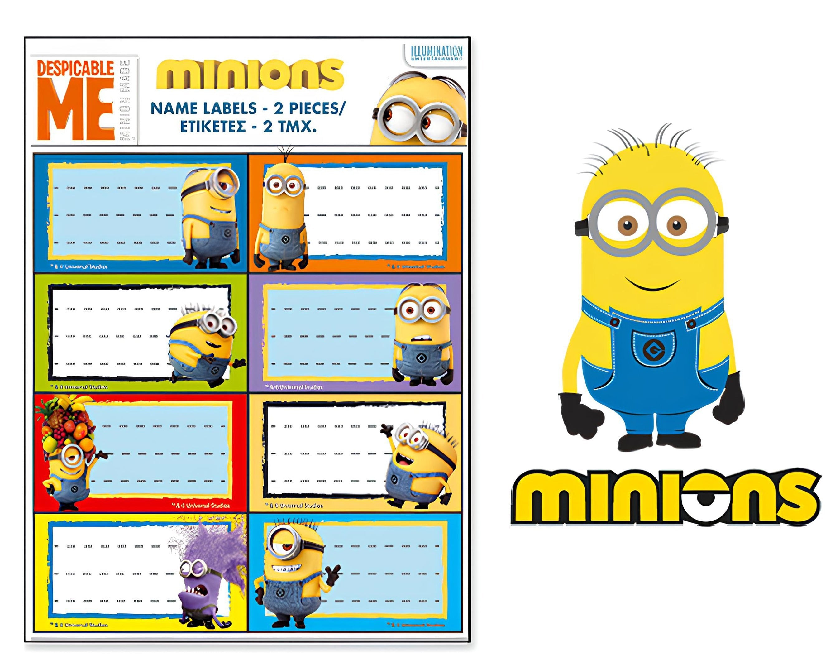 SET 16 ADESIVI SEGNANOME MINIONS | Incarto PPL per uova di Pasqua al cioccolato DAGERAF