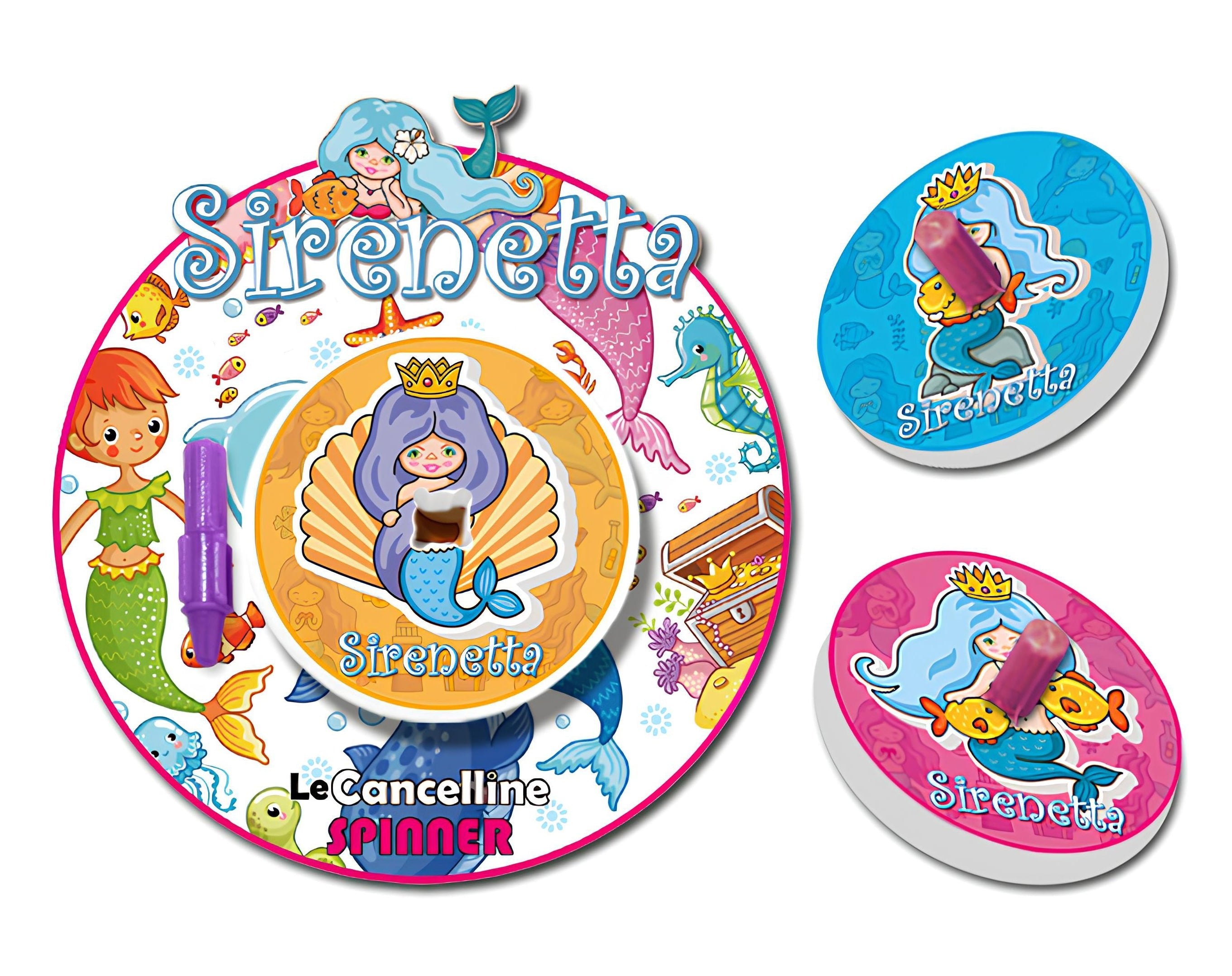 Gomma da cancellare a forma di trottola sirenetta su blister | Sorpresa ideale per uova di pasqua bambini