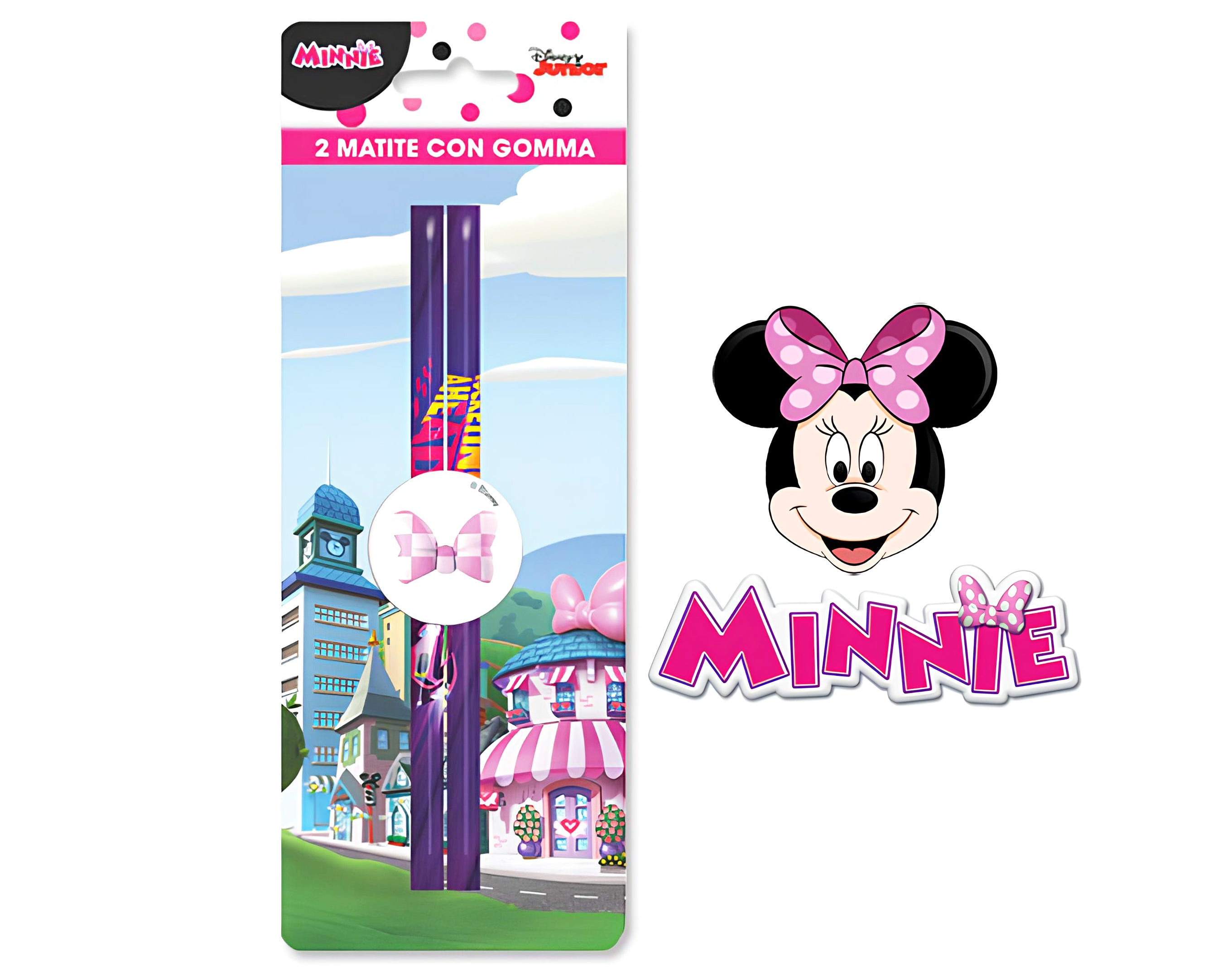 BLISTER 2 MATITE CON GOMMA MINNIE | Incarto PPL per uova di Pasqua al cioccolato DAGERAF
