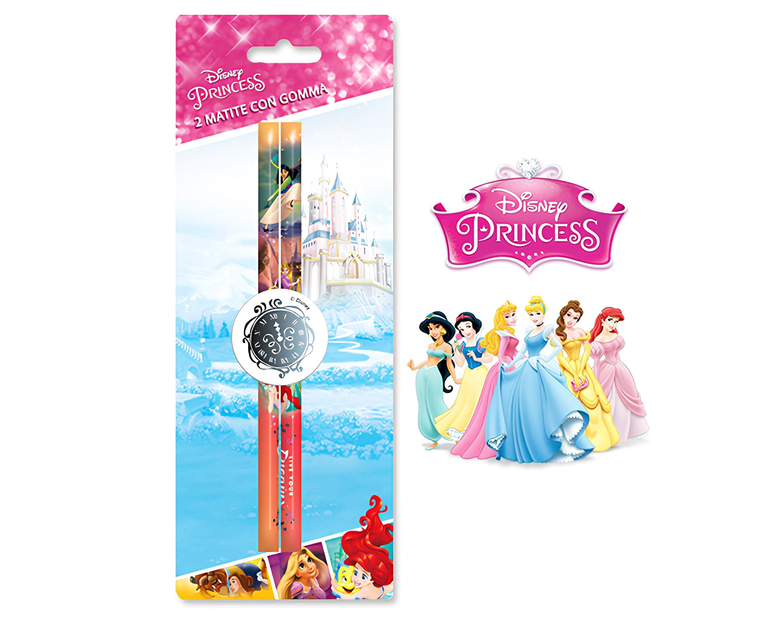 BLISTER 2 MATITE CON GOMMA PRINCESS | Incarto PPL per uova di Pasqua al cioccolato DAGERAF