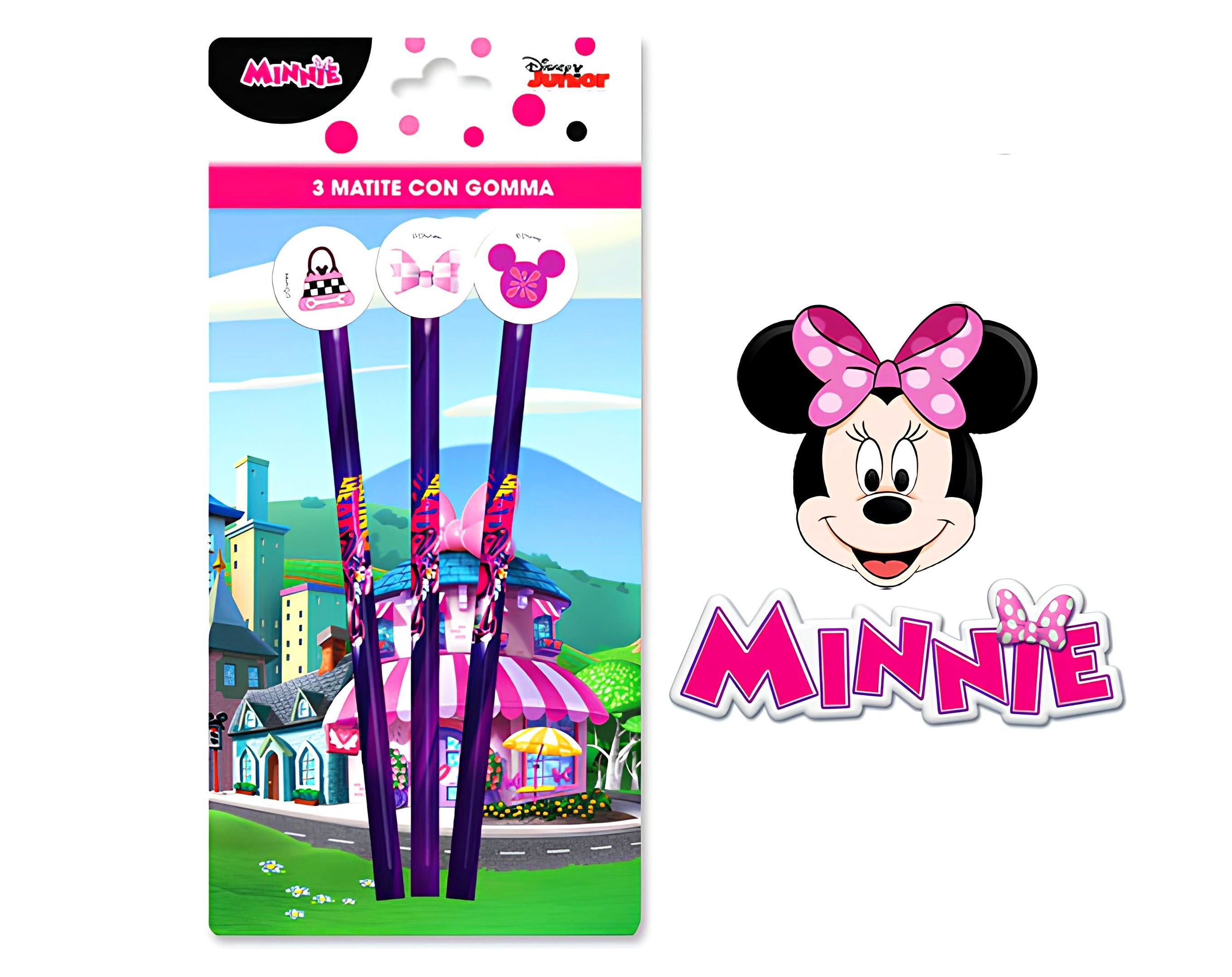 BLISTER 3 MATITE CON GOMMA MINNIE | Incarto PPL per uova di Pasqua al cioccolato DAGERAF