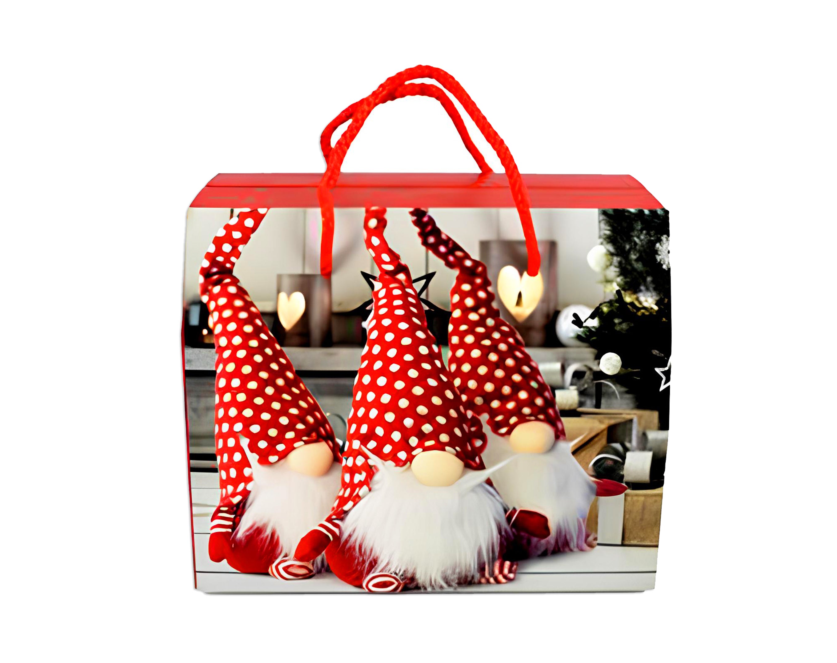 BORSA REGALO GNOMO NATALE 4 FANTASIE 13.5X11.5X16.5CM
