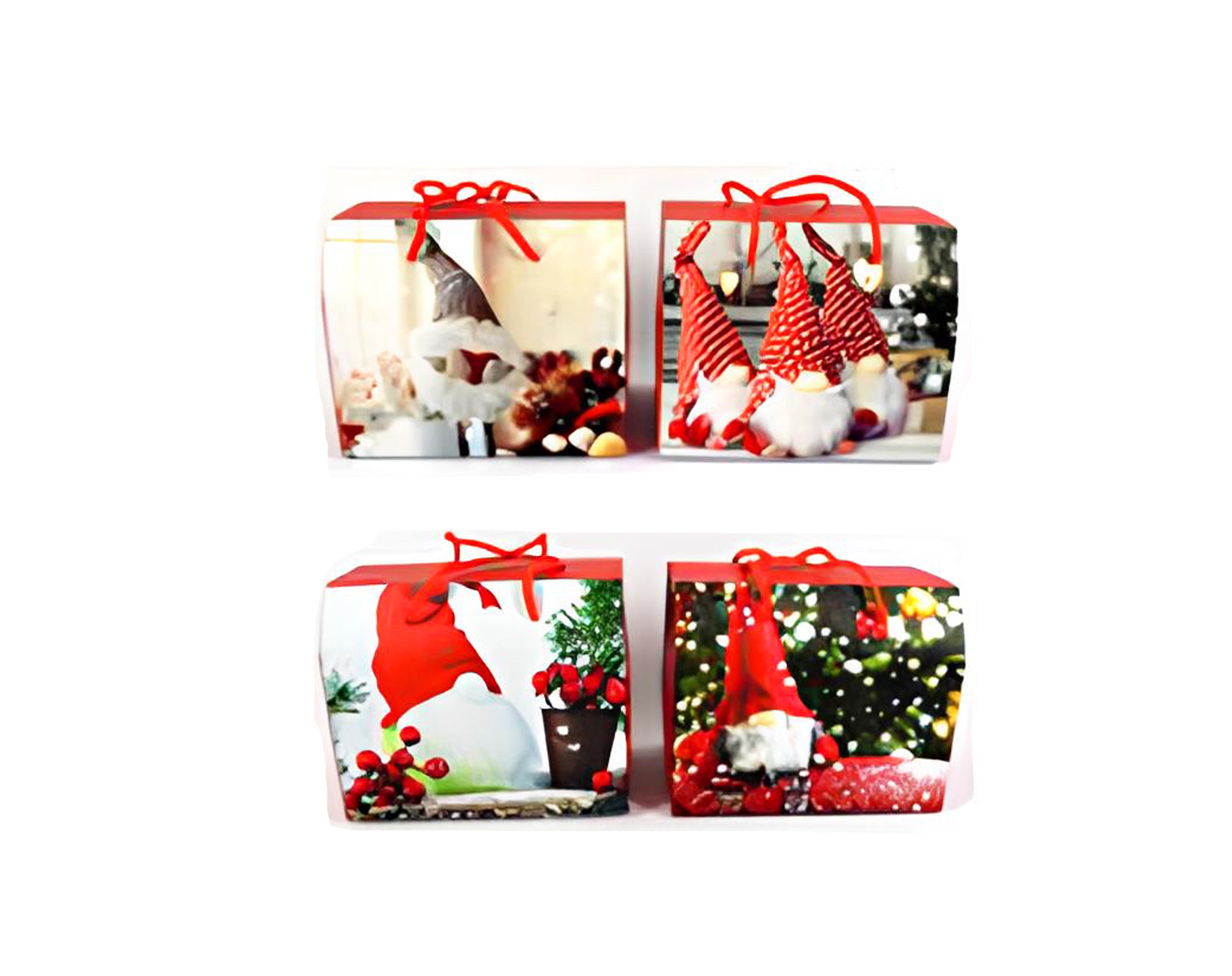 BORSA REGALO GNOMO NATALE 4 FANTASIE 13.5X11.5X16.5CM