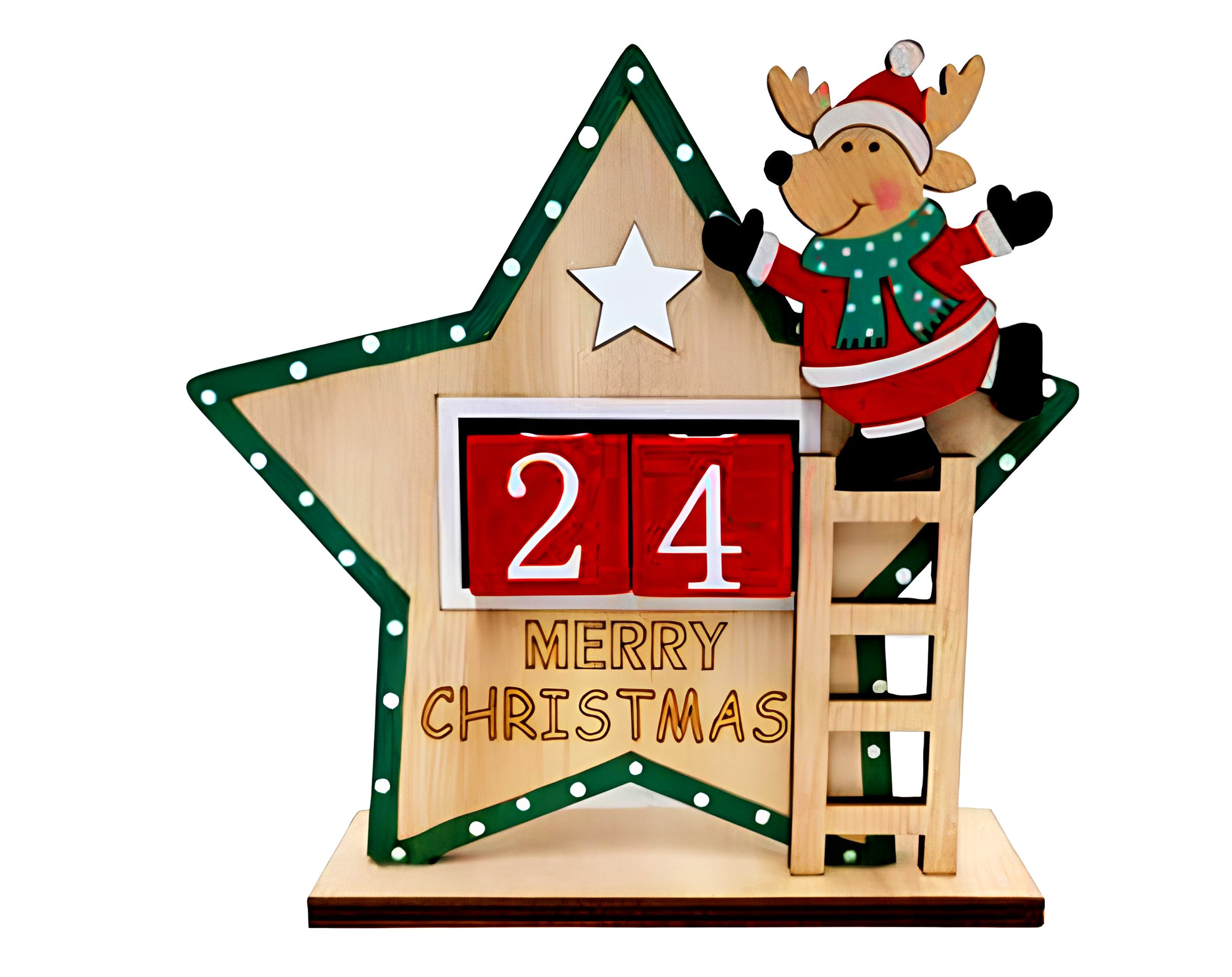 CALENDARIO AVVENTO LEGNO CON SOGGETTI NATALIZI 18X17CM