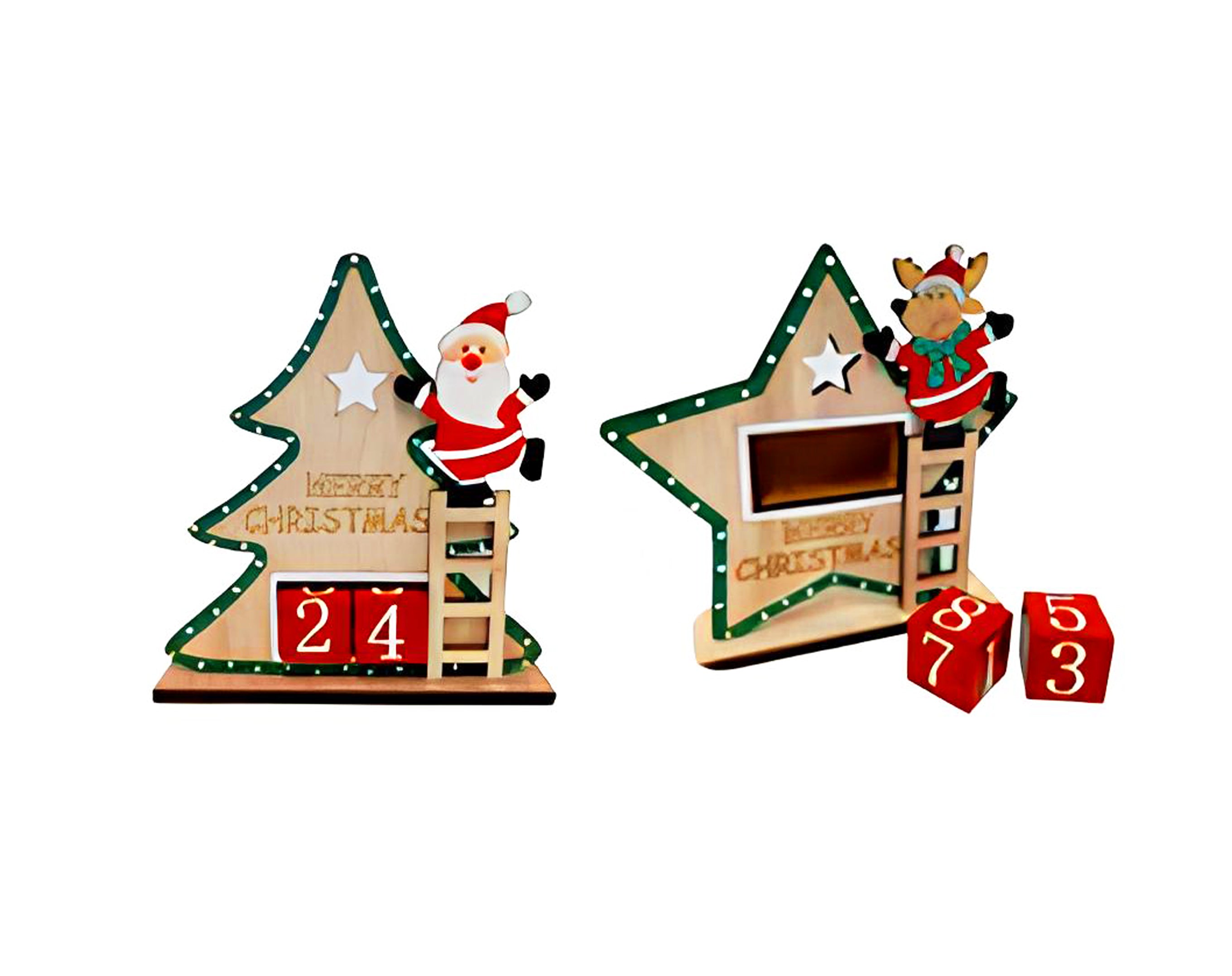 CALENDARIO AVVENTO LEGNO CON SOGGETTI NATALIZI 18X17CM