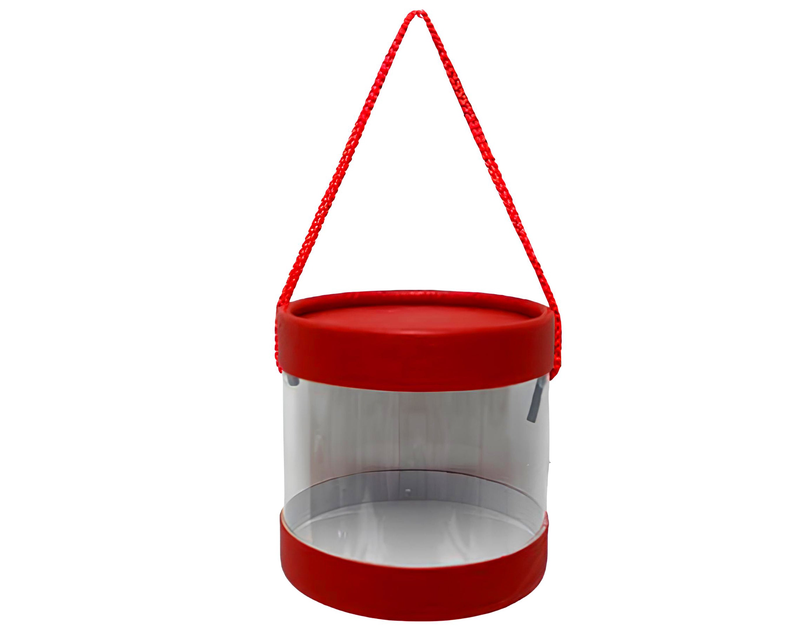 SCATOLA TONDA IN PVC TRASPARENTE ROSSO 8X7.5CM