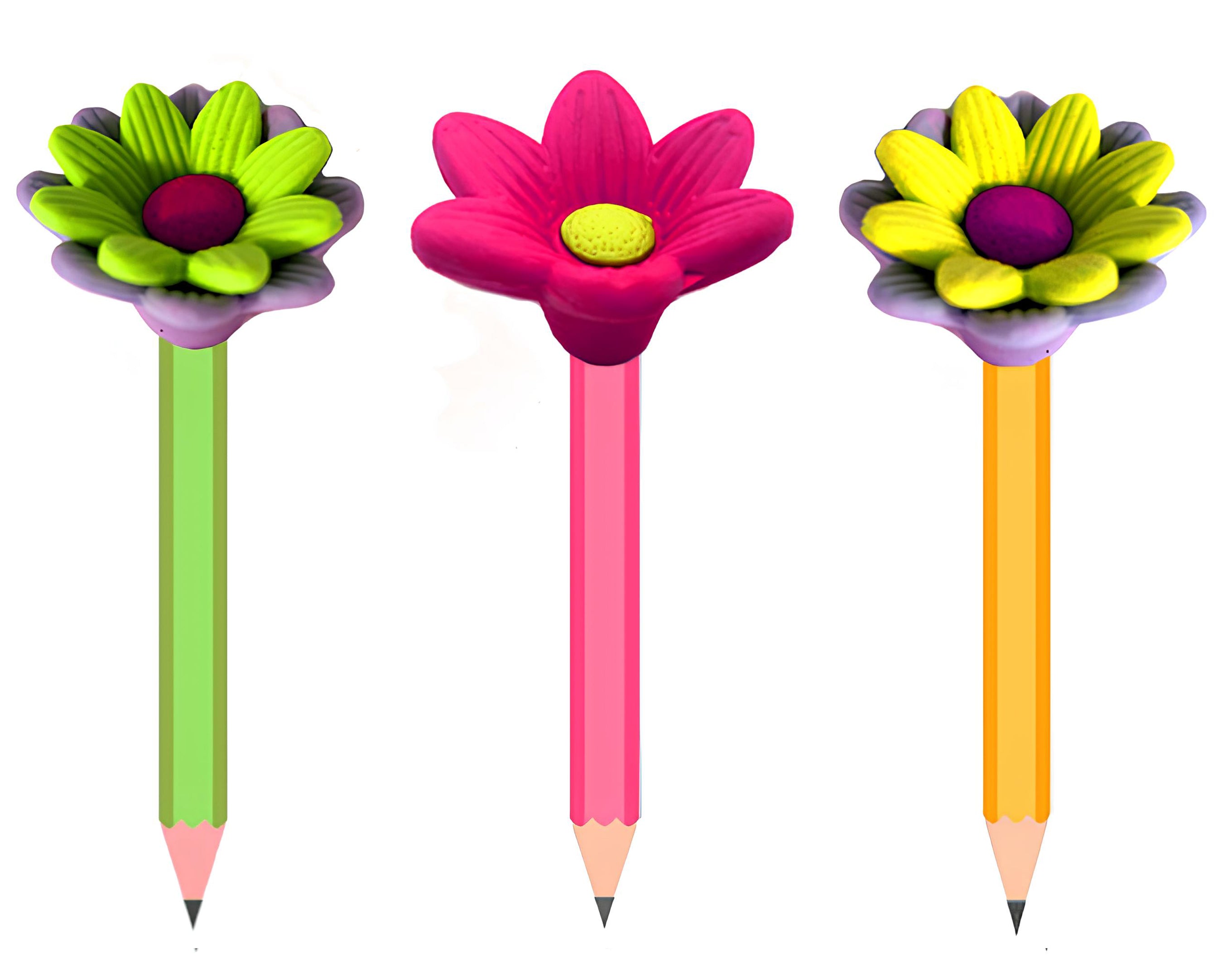 Mini matita con gomma copri matita a forma di fiore | Sorpresa ideale per uova di pasqua bambini