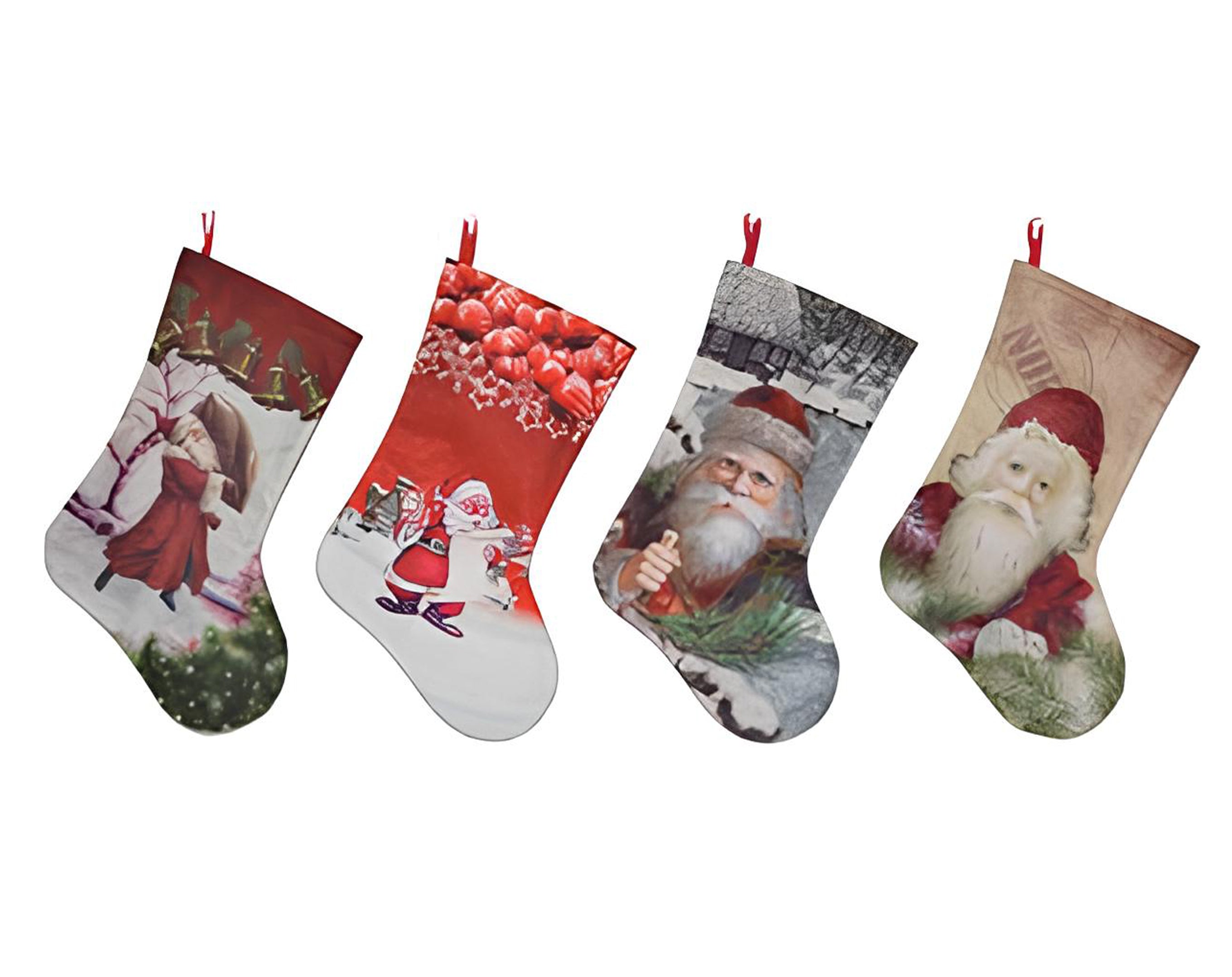 CALZA DI BABBO NATALE IN 4 FANTASIE ASSORTITE 36CM