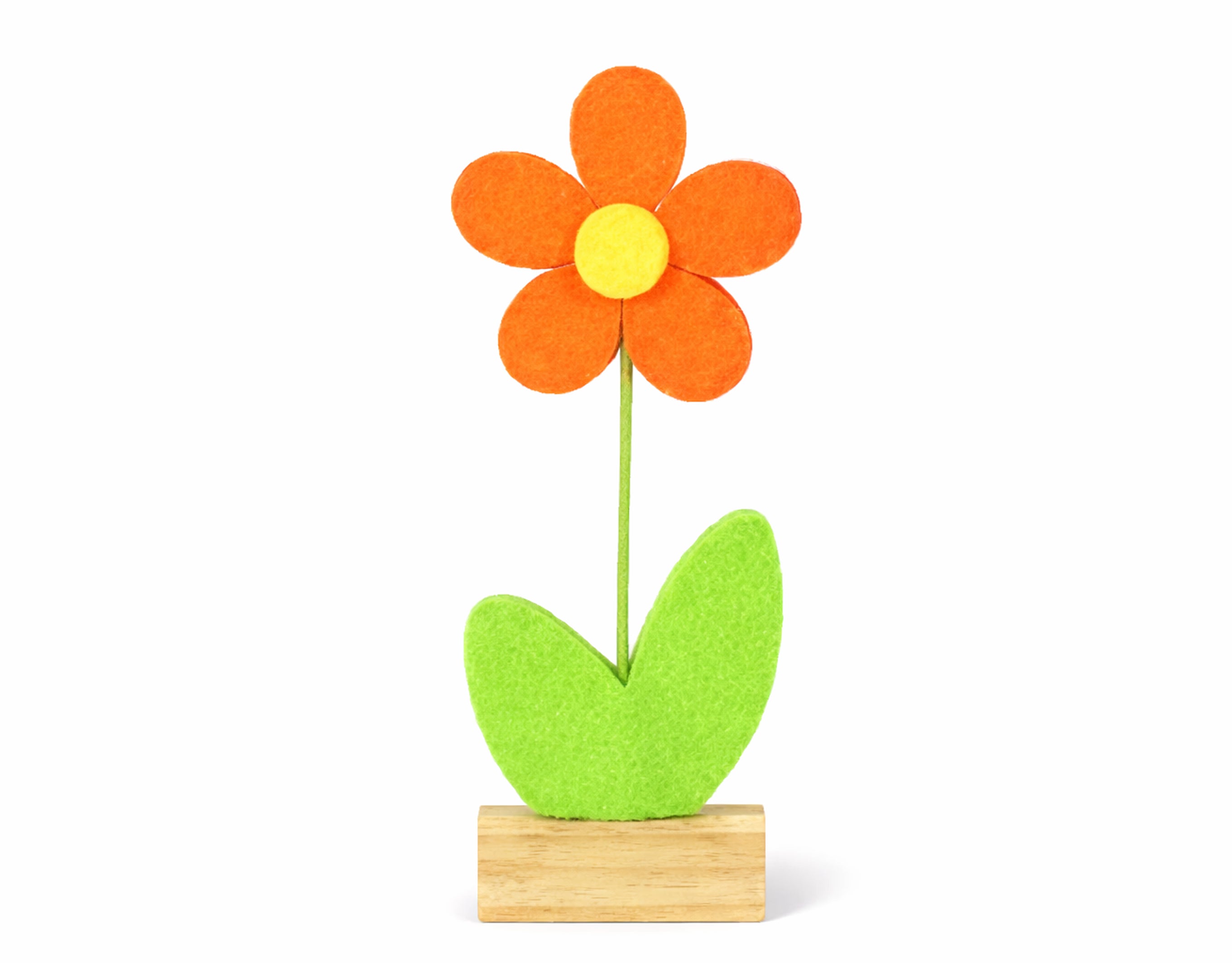 Flor de fieltro con base de madera, 23 cm | Decoraciones de Pascua
