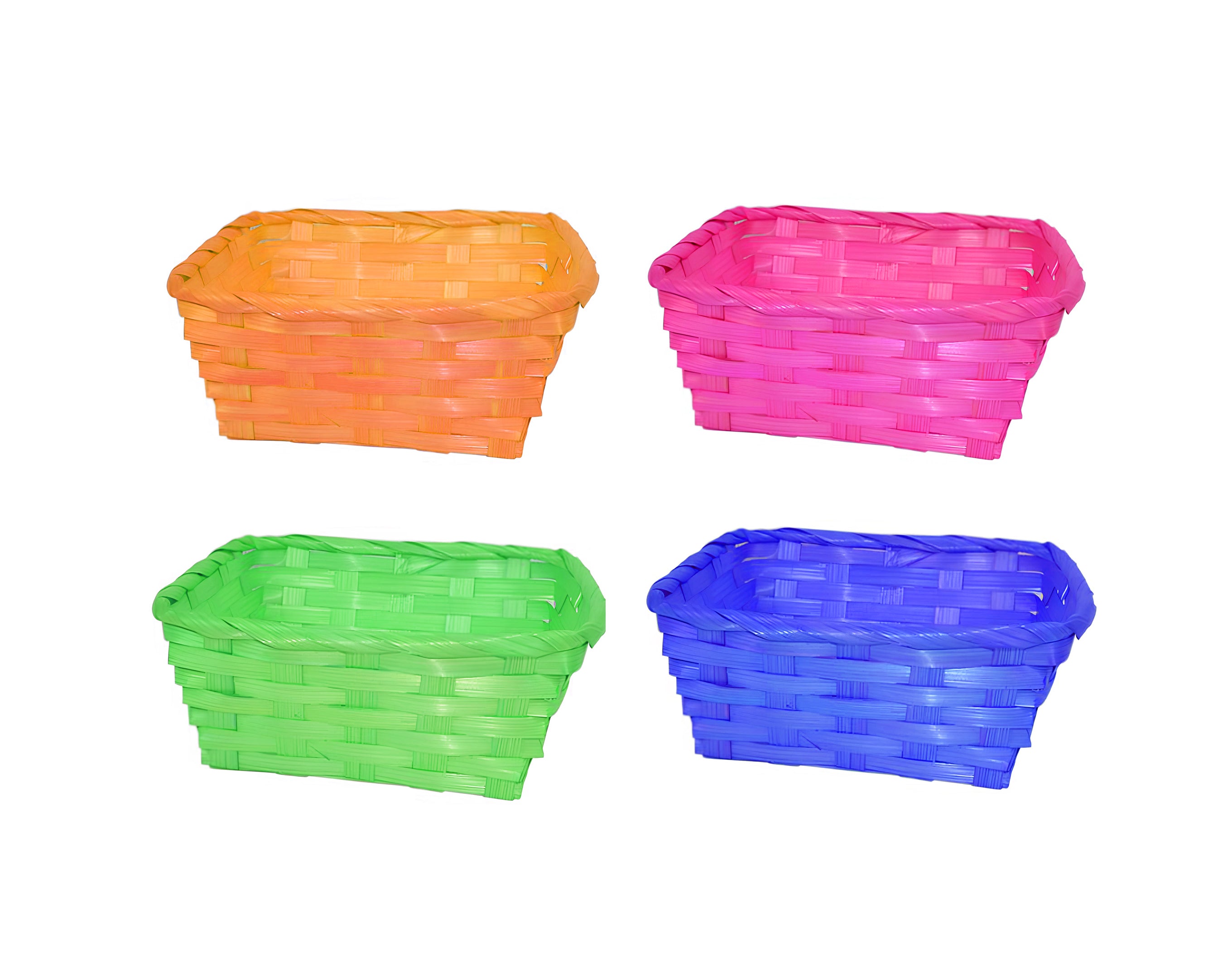 Cesta tejida rectangular colorida | Embalaje para dulces de Pascua