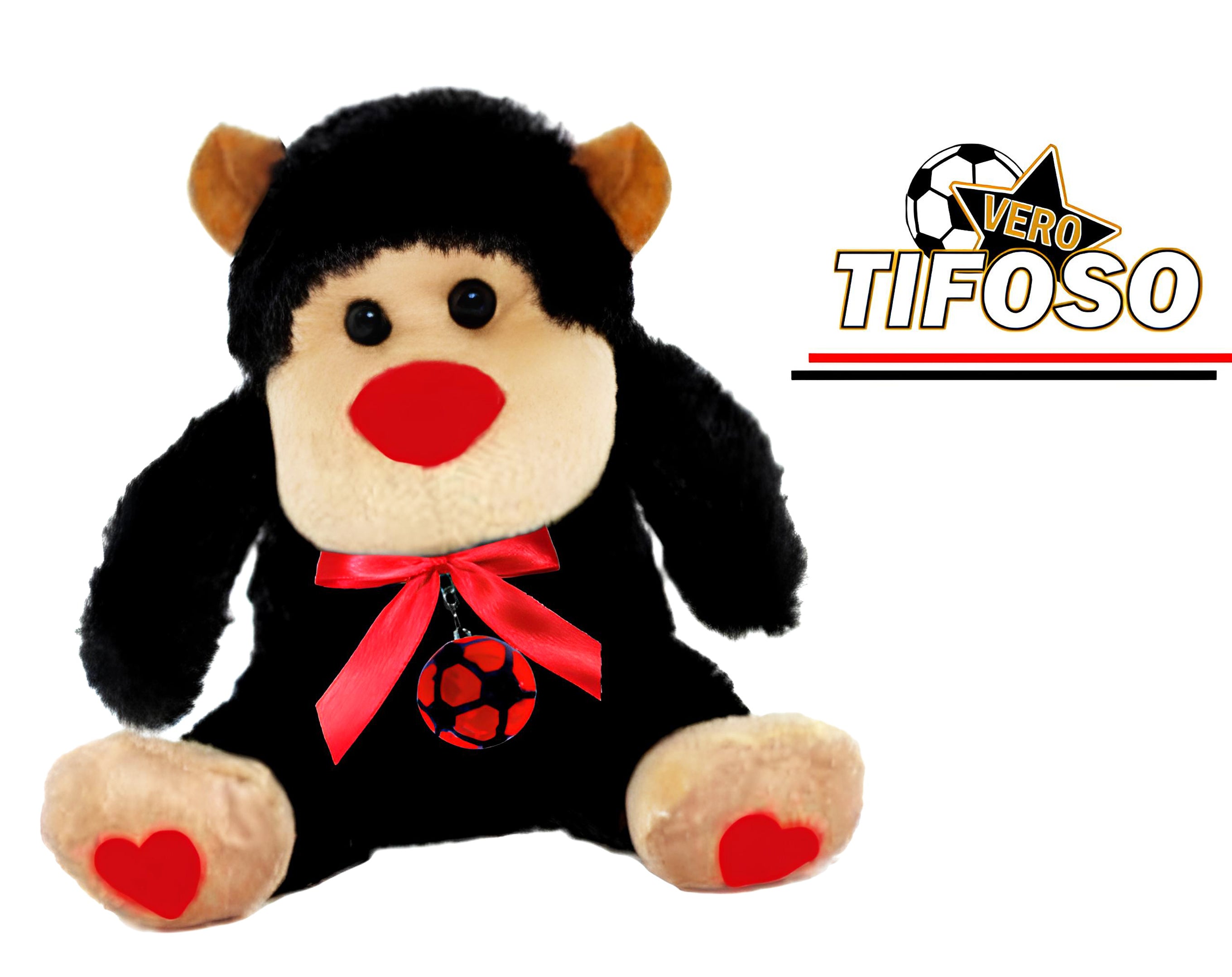 PELUCHE SCIMMIA TIFOSO ROSSO NERO | Incarto PPL per uova di Pasqua al cioccolato DAGERAF
