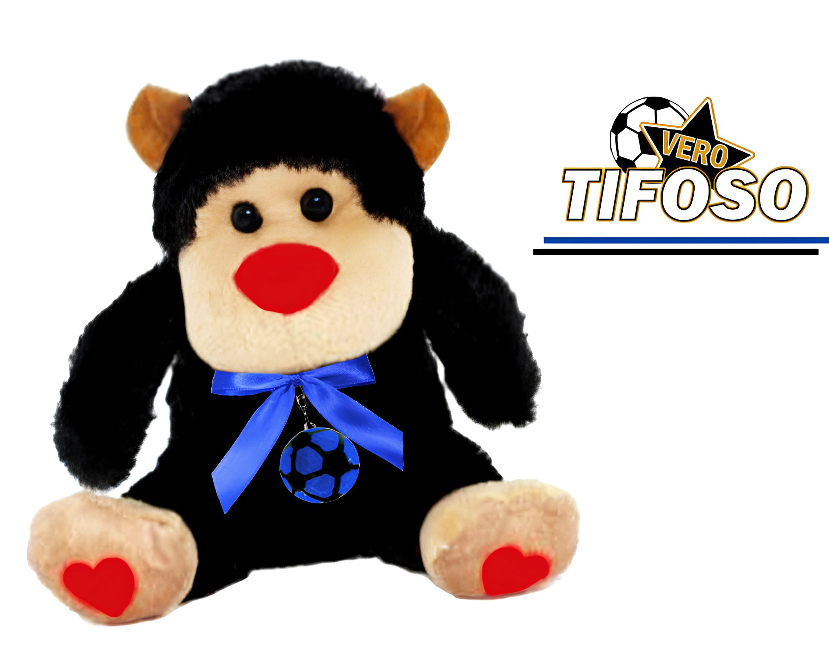PELUCHE SCIMMIA TIFOSO NERO AZZURRO | Incarto PPL per uova di Pasqua al cioccolato DAGERAF