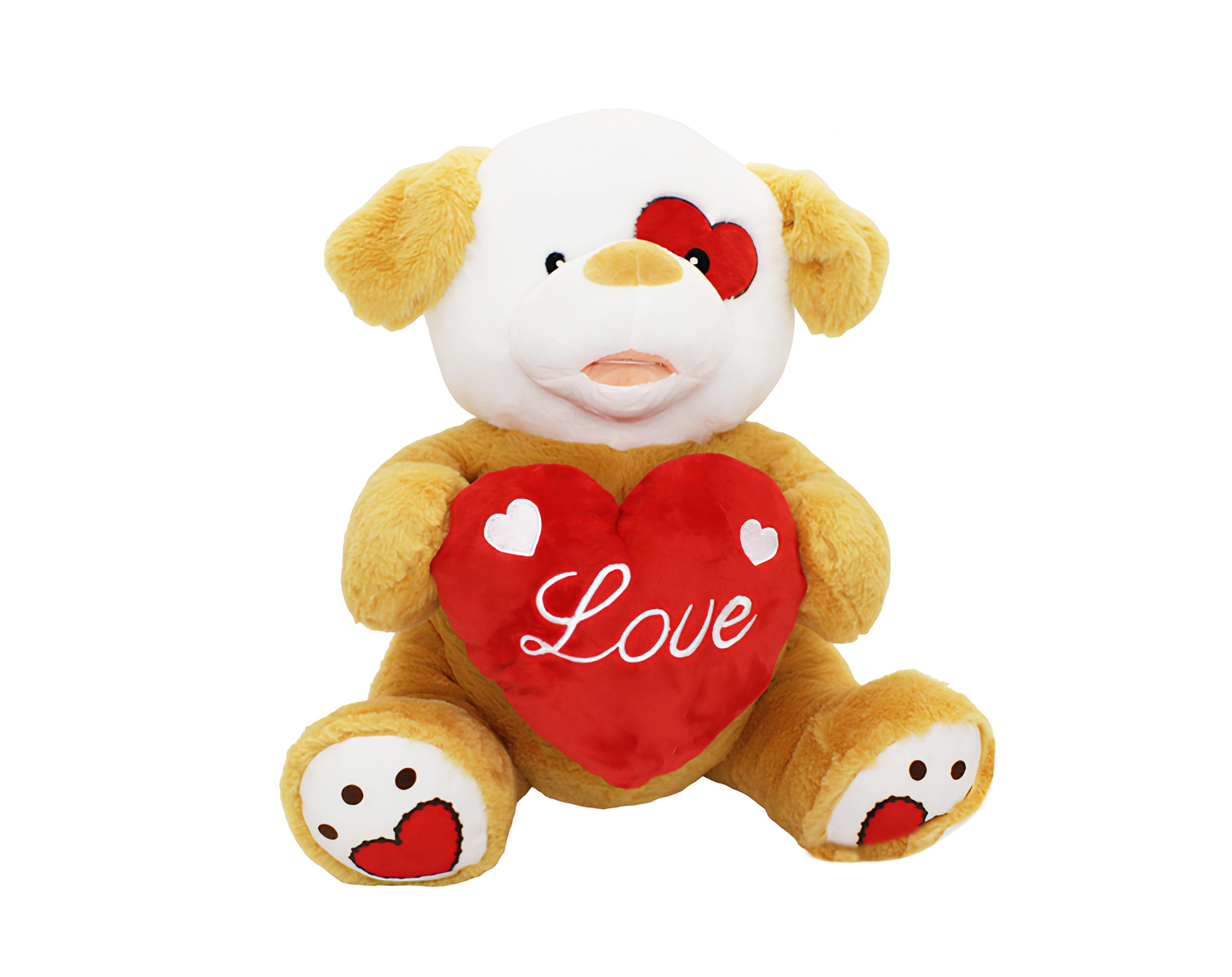 CANE PELUCHE CON CUORE 35 CM | Incarto PPL per uova di Pasqua al cioccolato DAGERAF