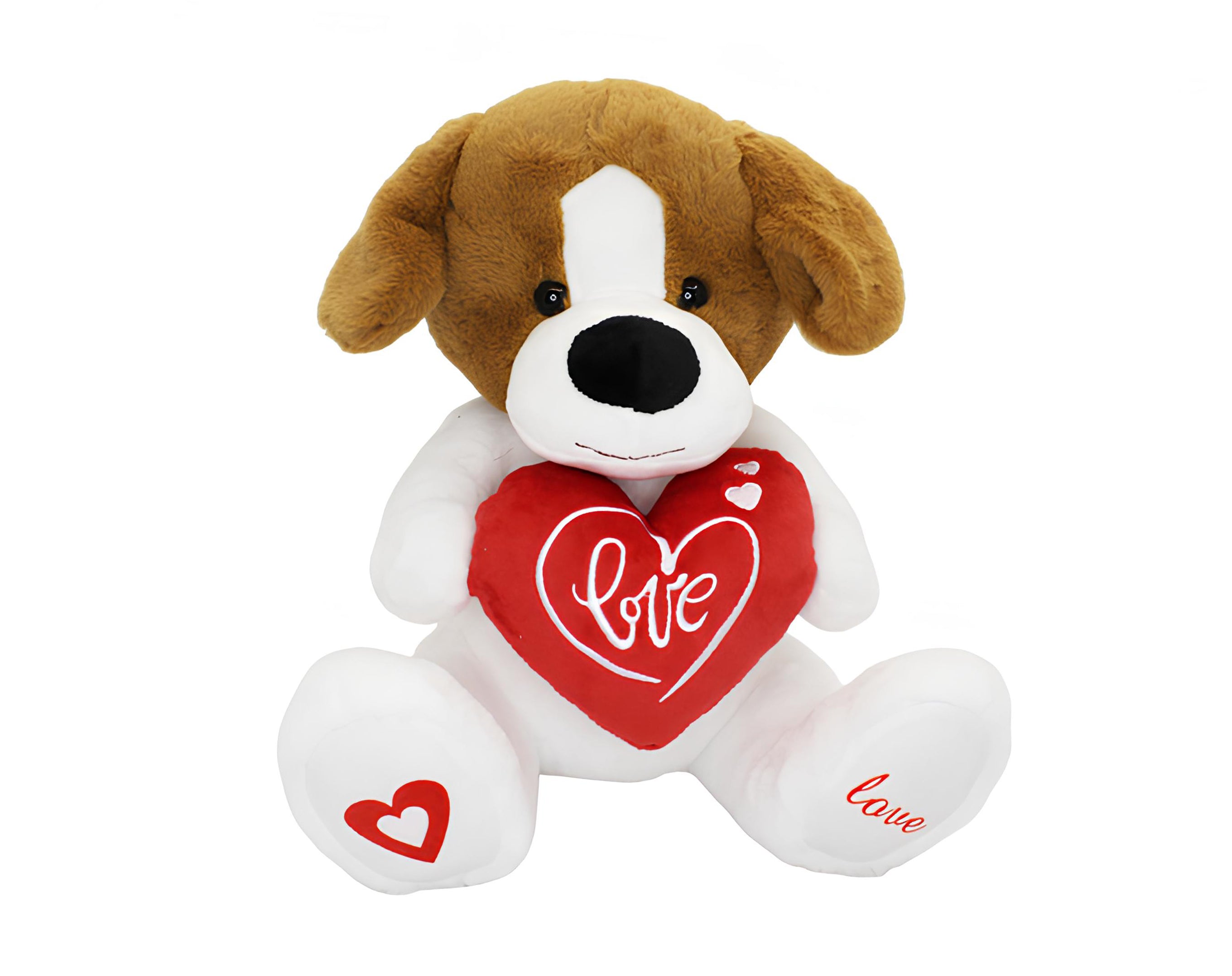 CANE PELUCHE CON CUORE 35 CM | Incarto PPL per uova di Pasqua al cioccolato DAGERAF