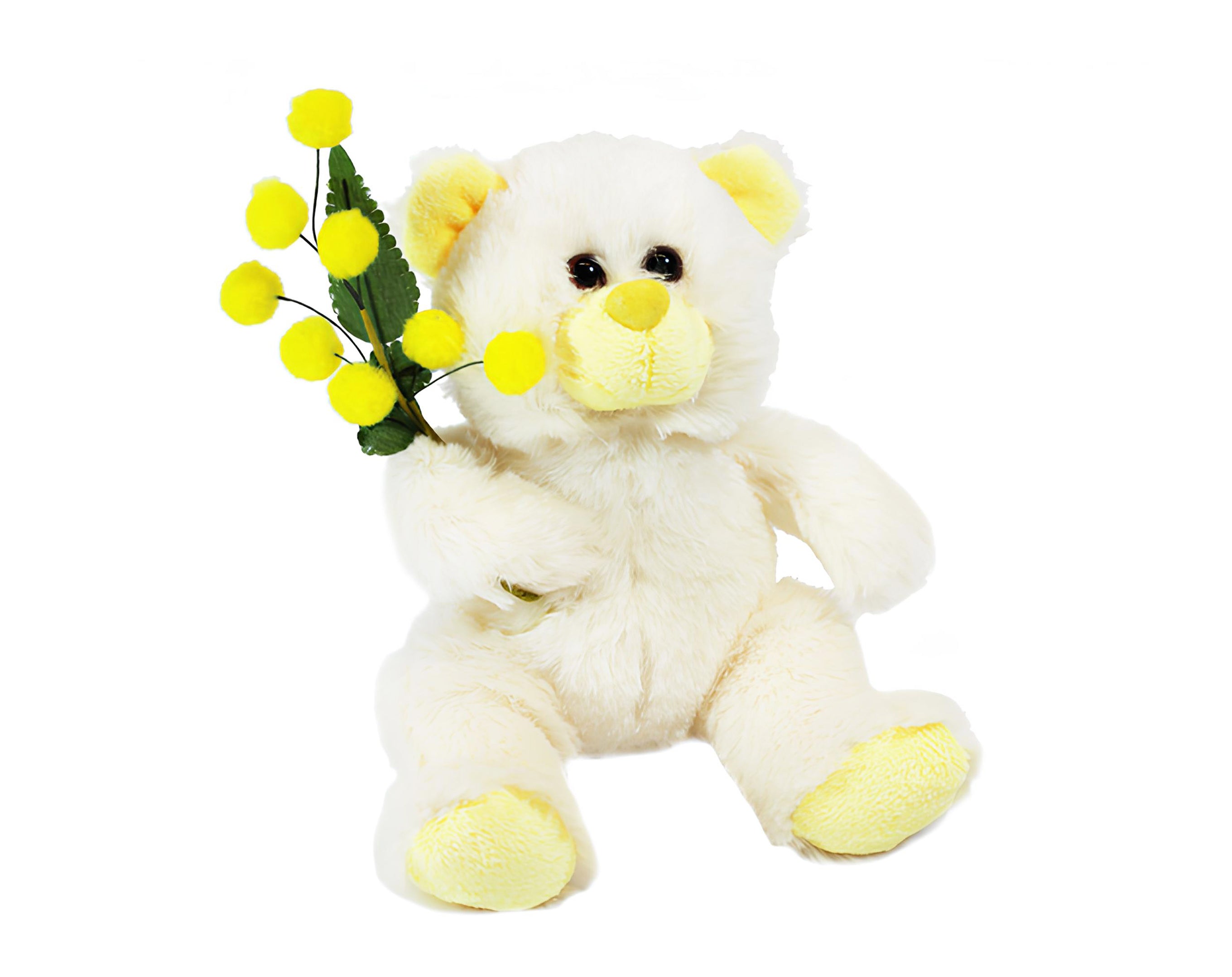 PELUCHE 18 CM ORSETTO CON MIMOSA | Incarto PPL per uova di Pasqua al cioccolato DAGERAF