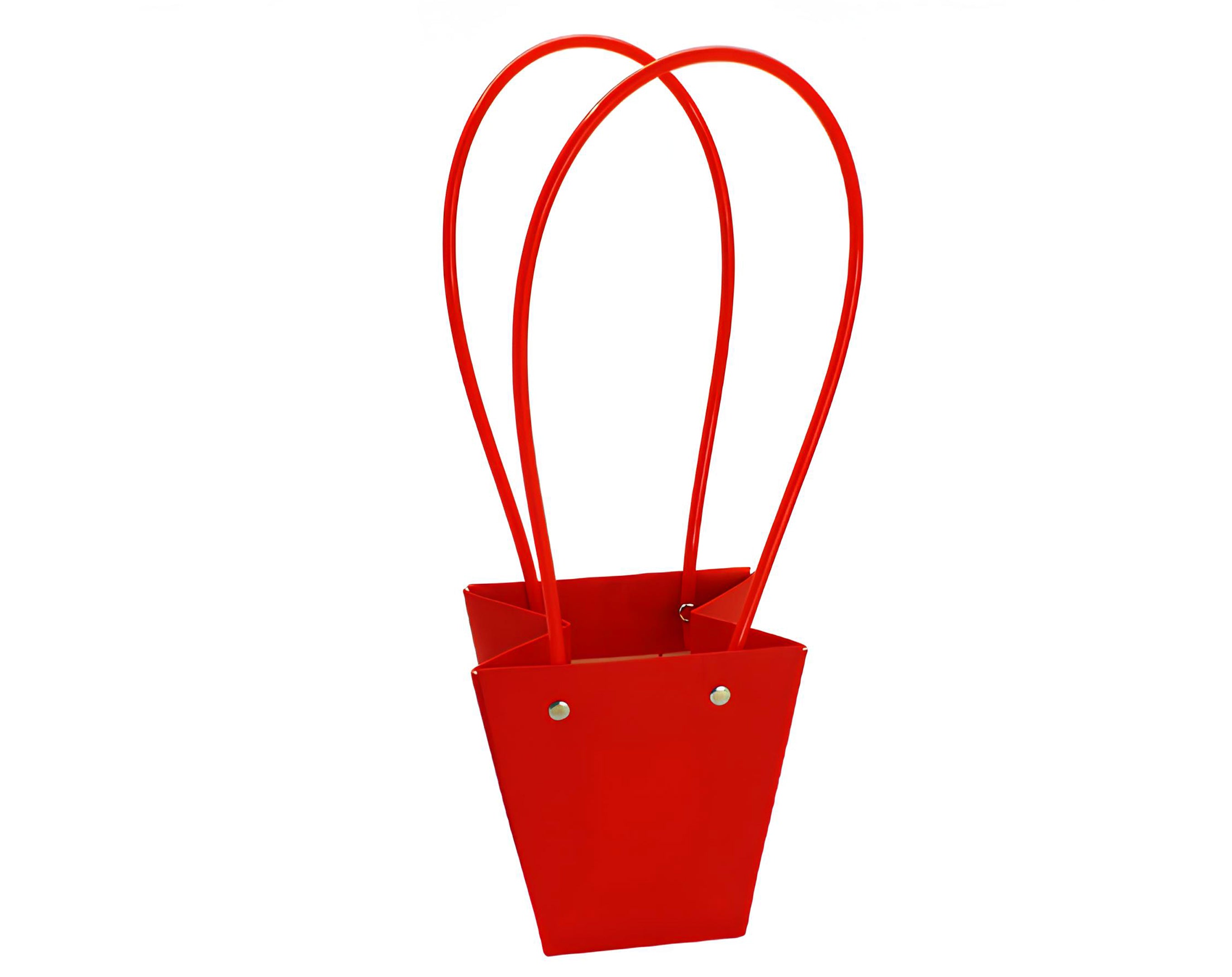 BUSTA CARTA CON MANICO ROSSO 12X8X32 | Incarto PPL per uova di Pasqua al cioccolato DAGERAF