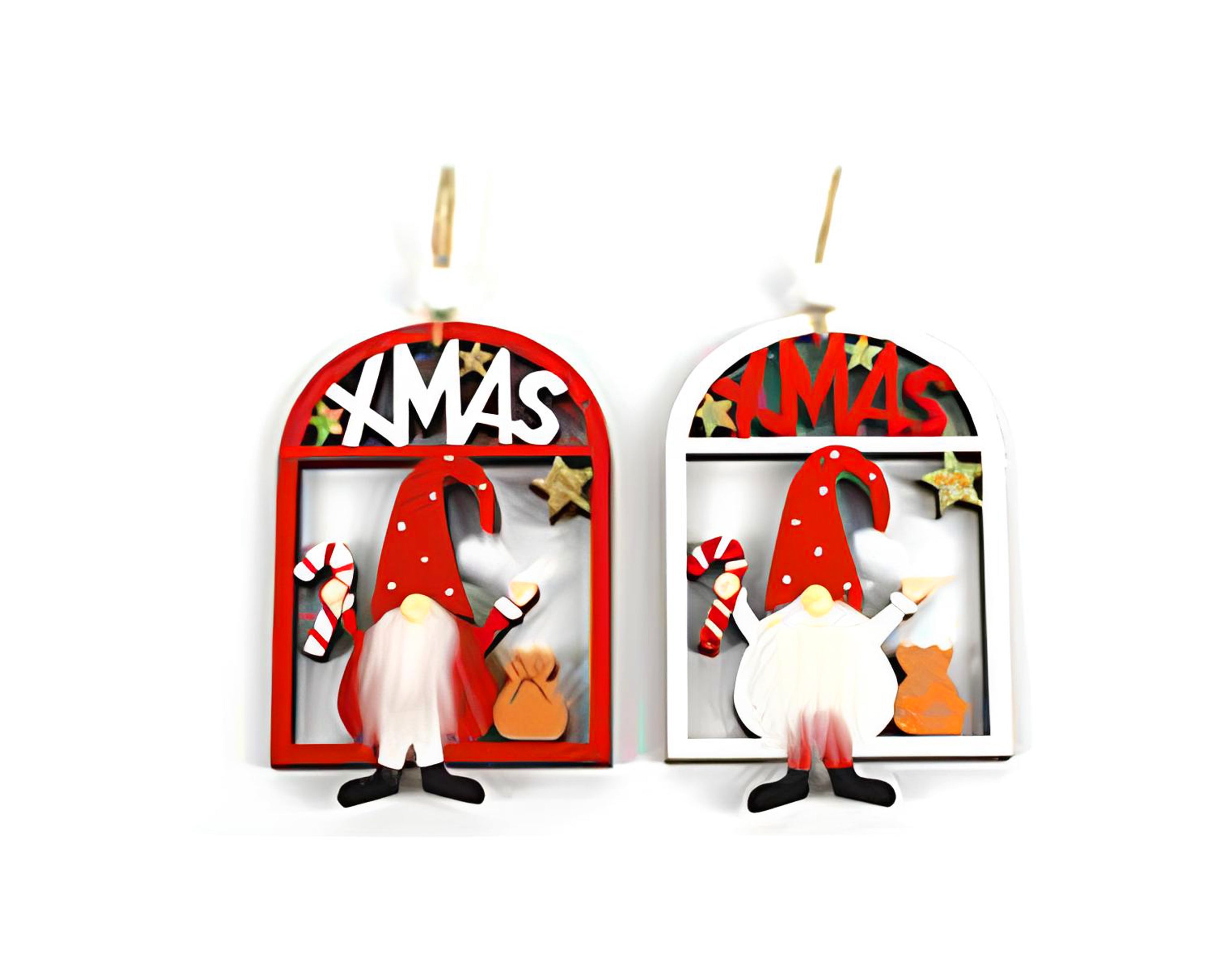 APPENDINO GNOMO DI NATALE IN LEGNO 2 FANTASIE 11X7CM