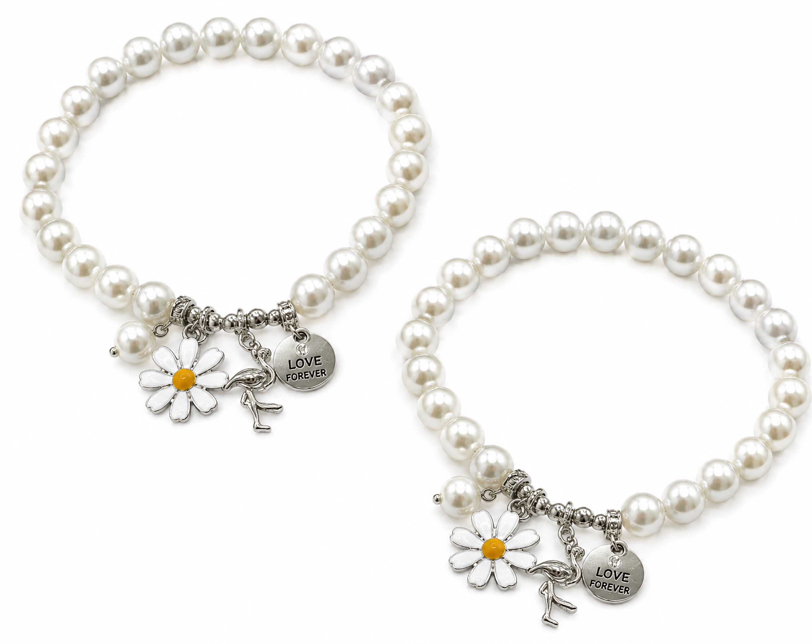 BRACELET DE PERLES AVEC MARGUERITE SUR CARTE | Surprise parfaite pour œufs de Pâques