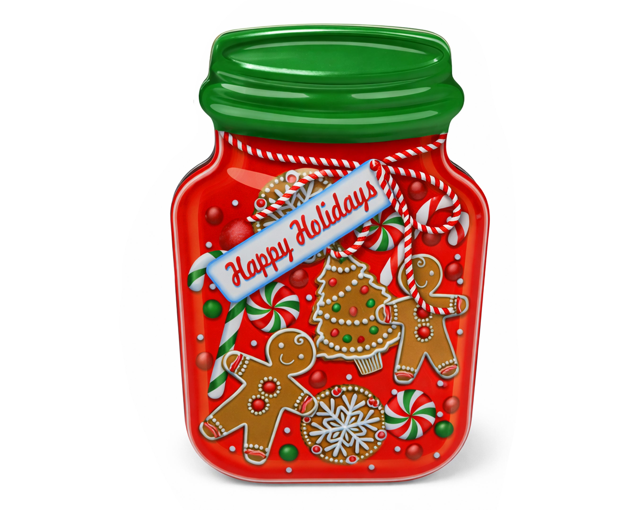 SCATOLA A BARATTOLO IN LATTA BISCOTTO NATALIZIO 15x9.5CM 2 FANTASIE