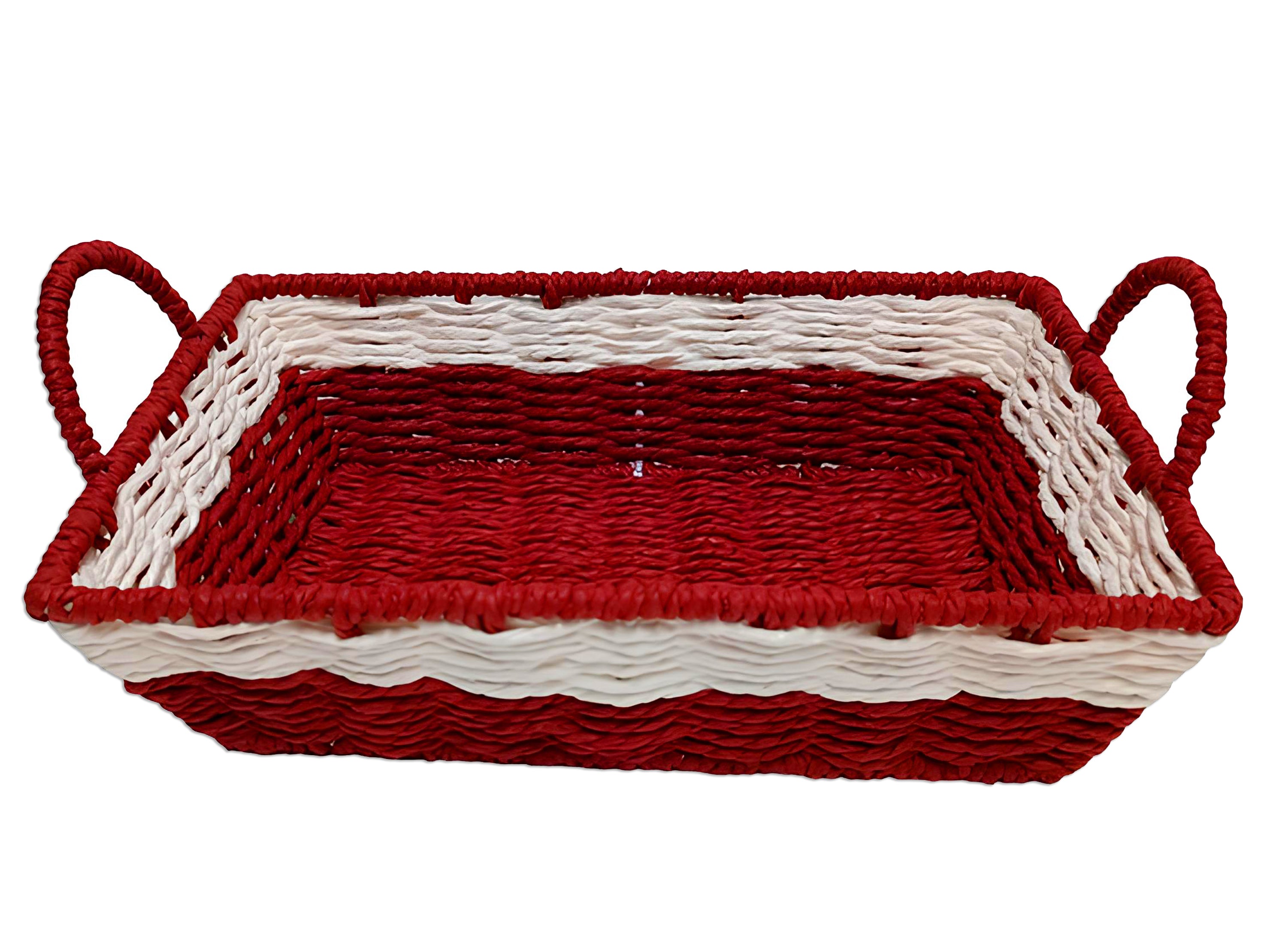 CESTA RETTANGOLARE ROSSO/BIANCO 30X22CM