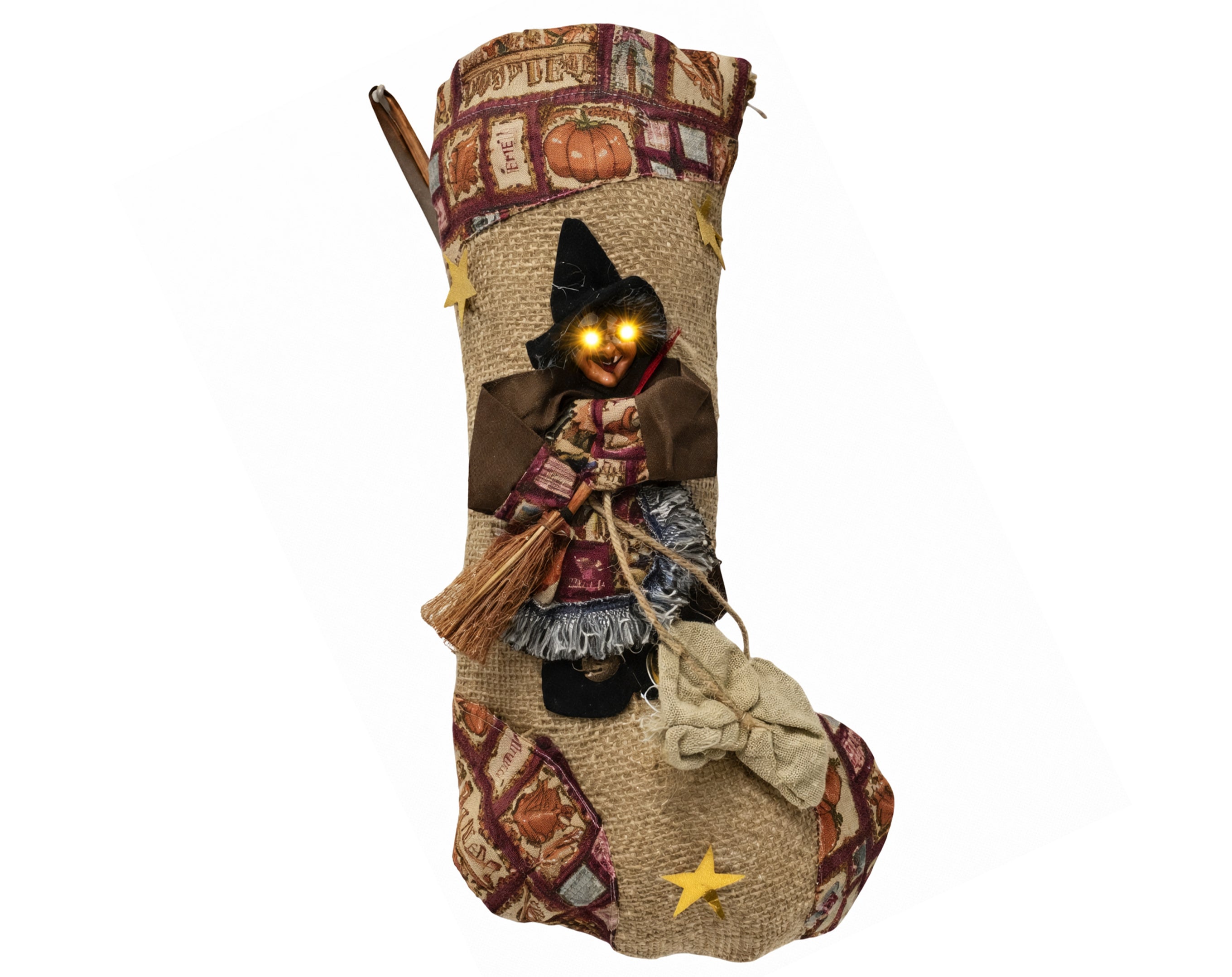 CALZA CON BEFANA CON SUONI E LUCI 35CM