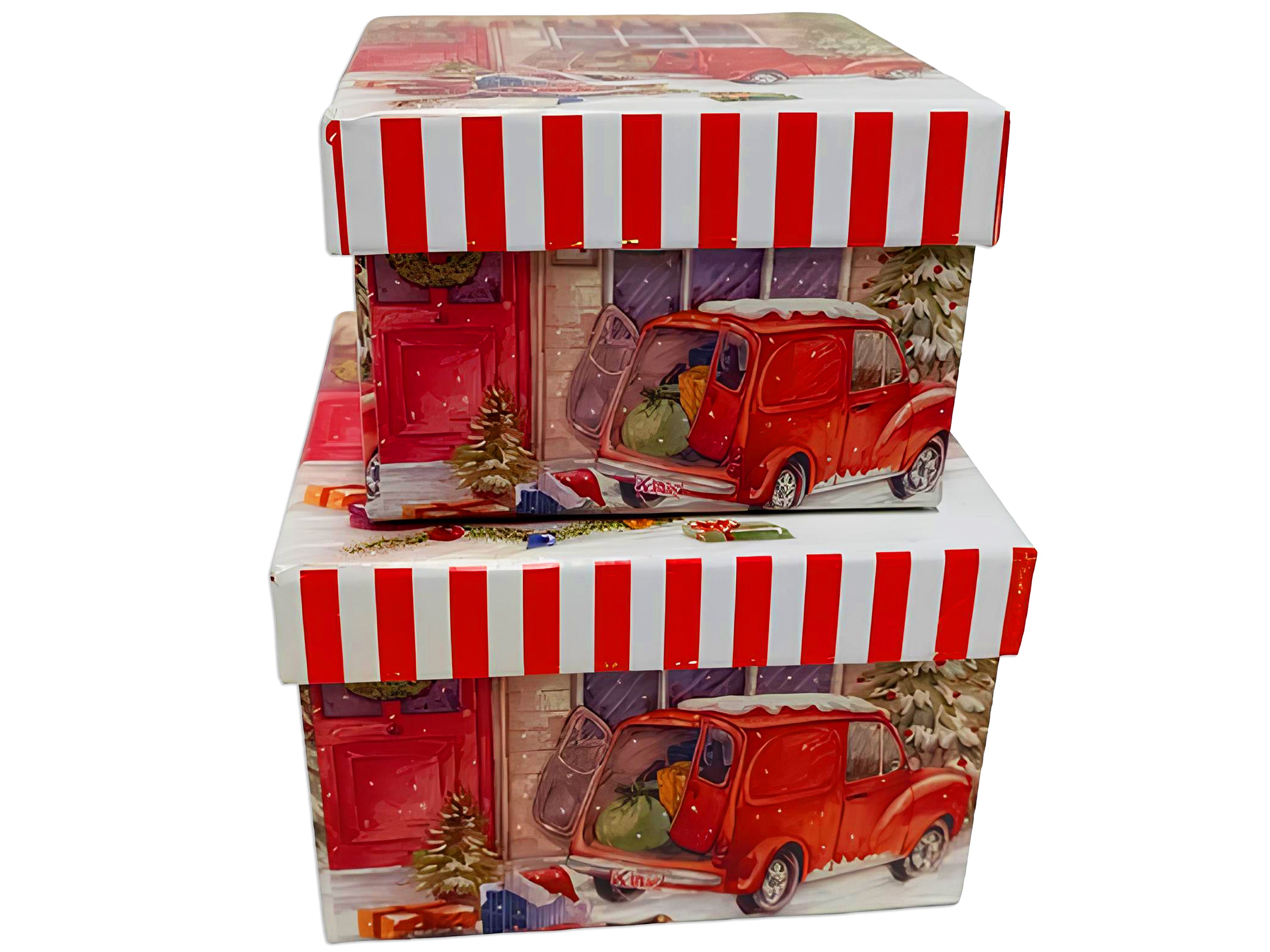 SCATOLE QUADRATE DECORO AUTO NATALIZIA