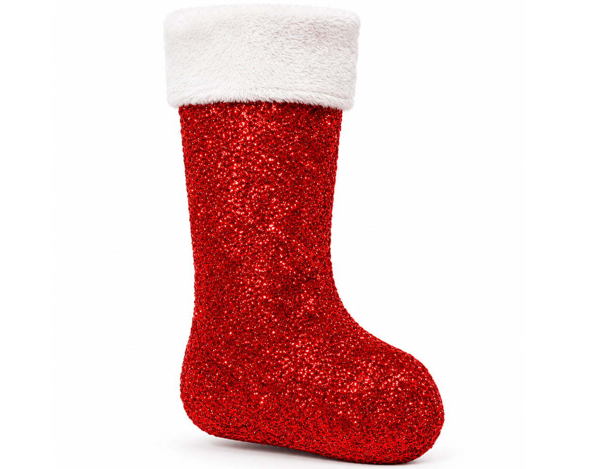 ROTER GLITZER-STRUMPF 44CM