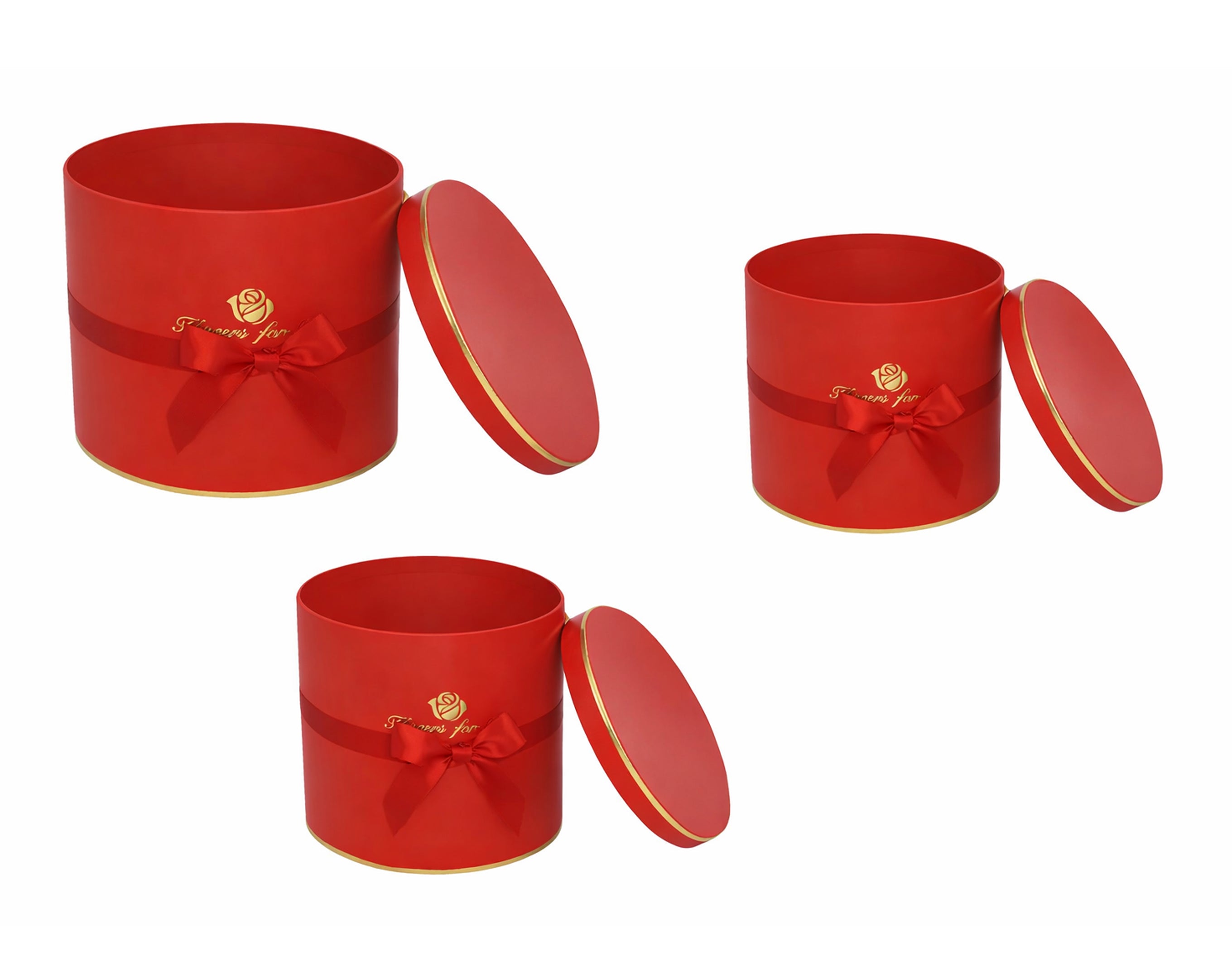 Juego de 3 cajas redondas de papel | Embalaje para dulces de San Valentín
