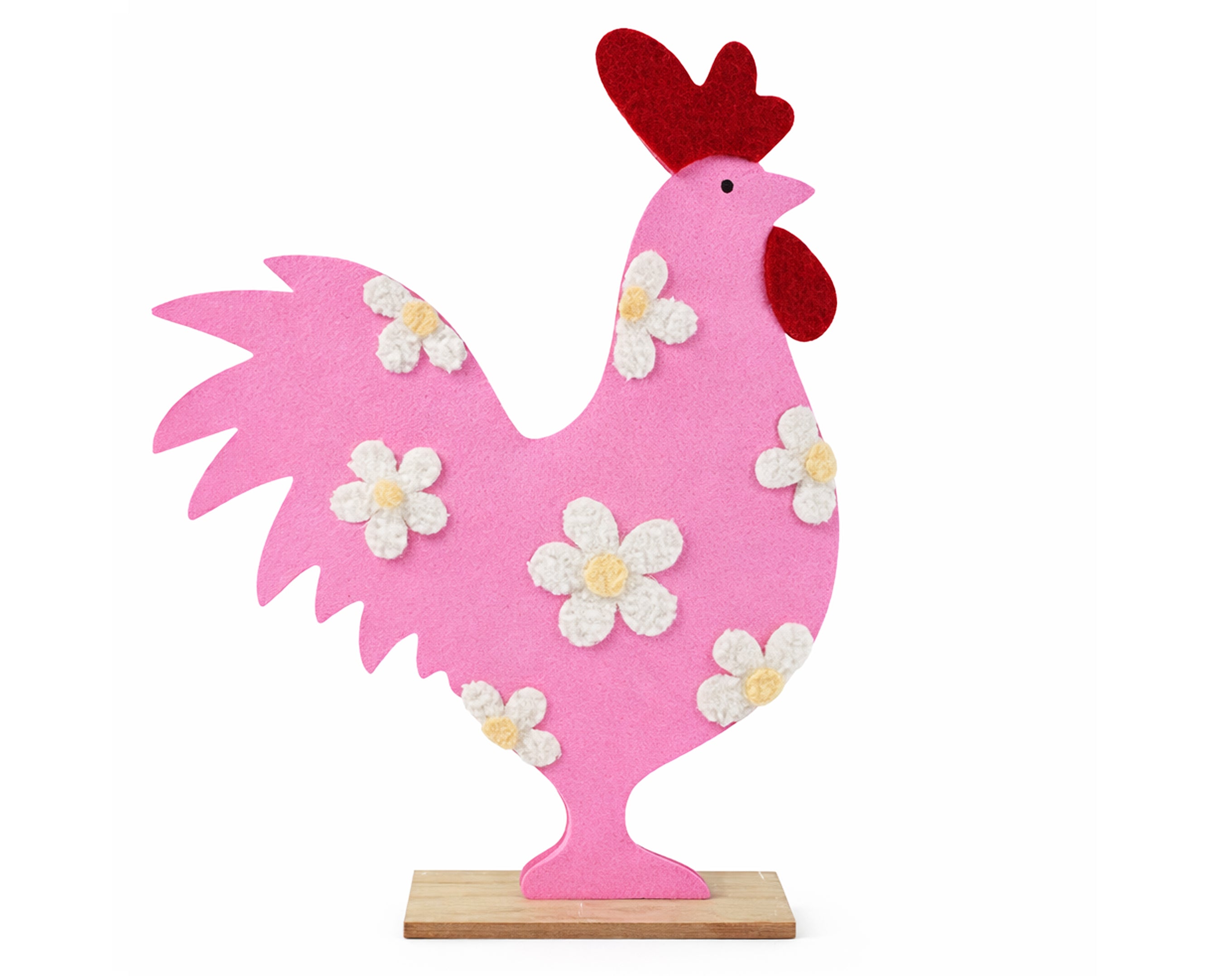 Gallina de Pascua de fieltro con base de madera | Regalos de Pascua