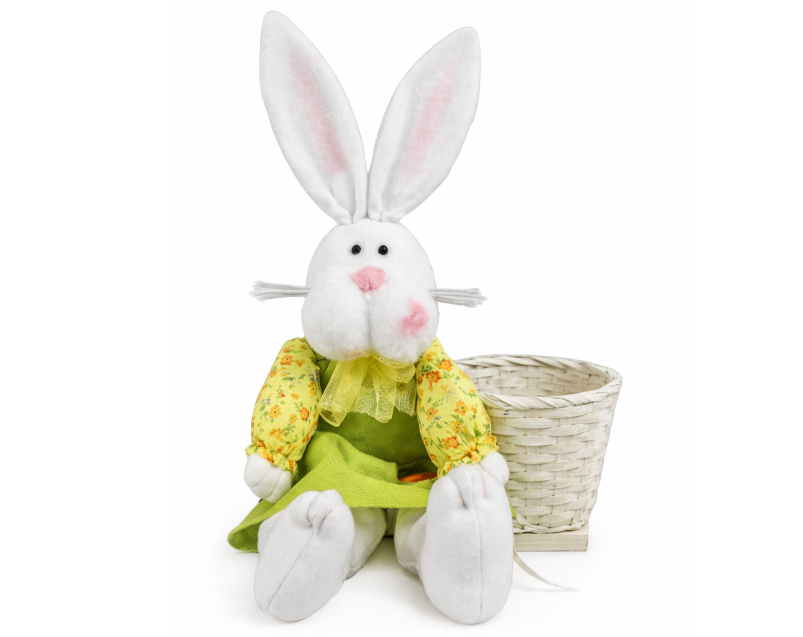 Conejo de Pascua sentado con cesta, 41 cm | Embalaje de dulces de Pascua