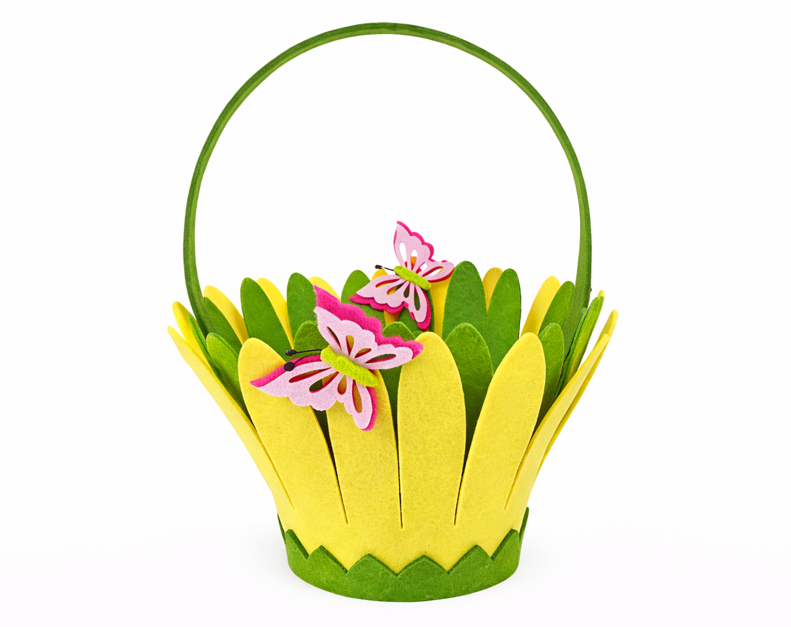 Cesta de fieltro de 20 cm con flor de mariposa | Embalaje para dulces de Pascua