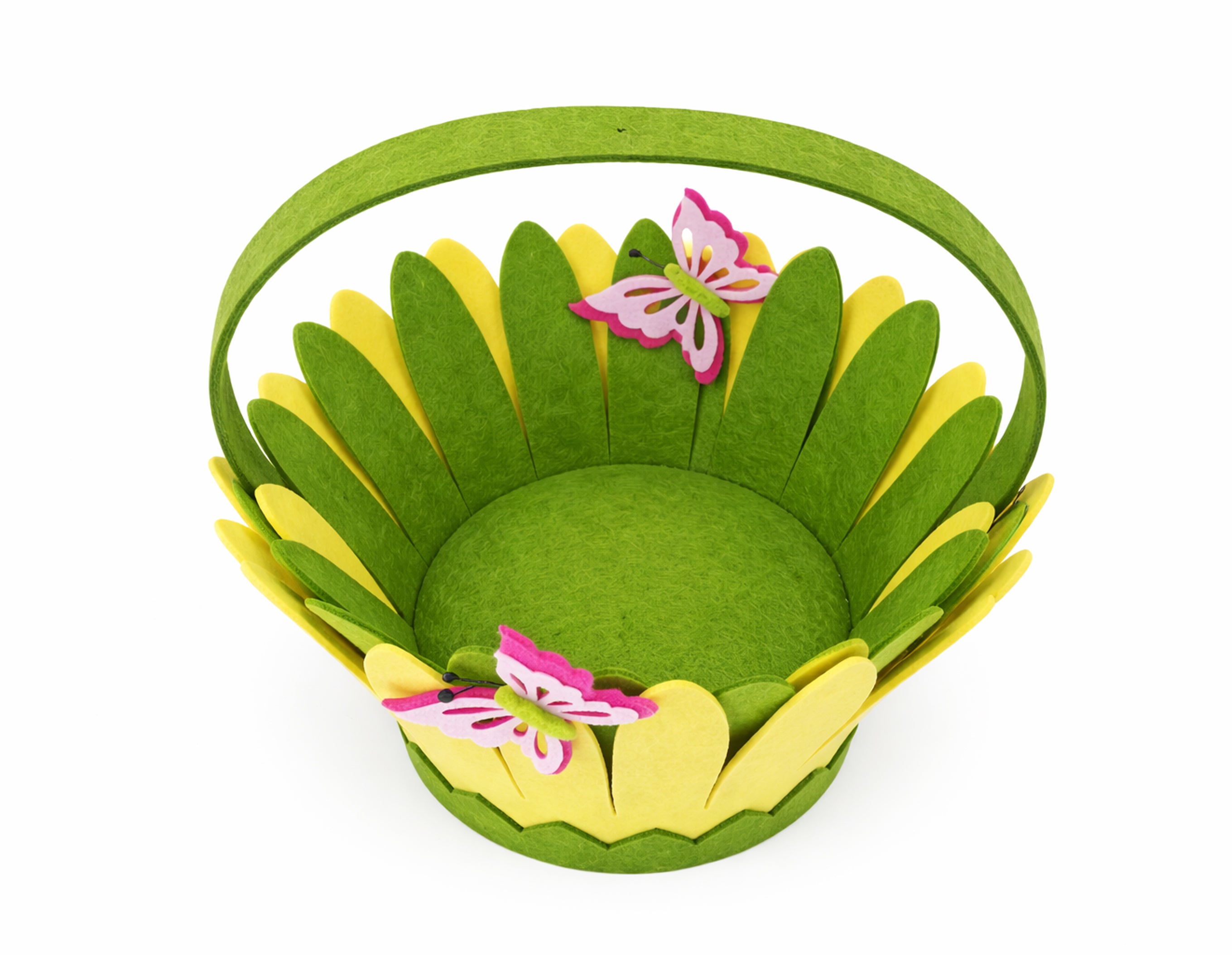 Cesta de fieltro de 20 cm con flor de mariposa | Embalaje para dulces de Pascua