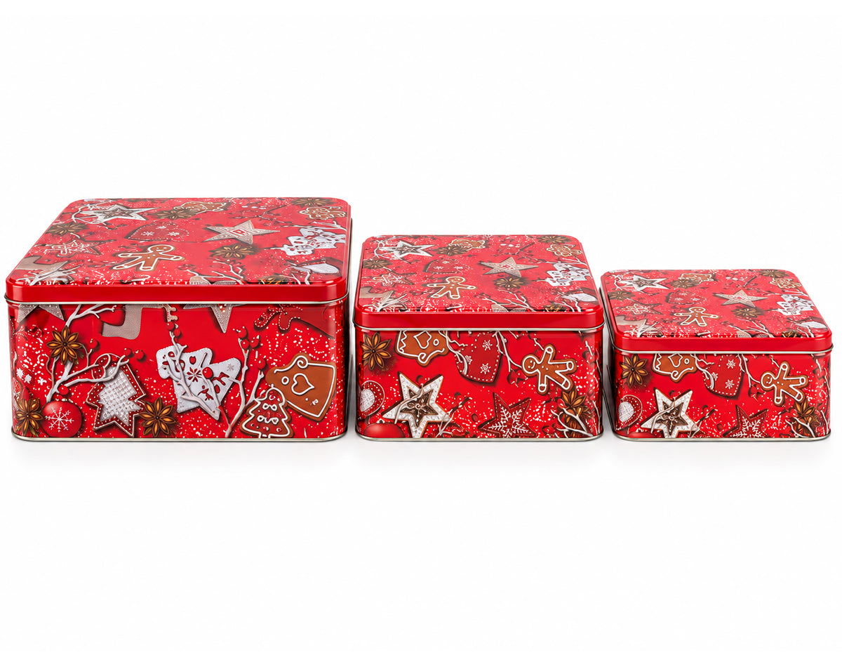 SET 3 SCATOLE NATALIZIE QUADRATE IN LATTA MISURE 30 - 23 - 20CM