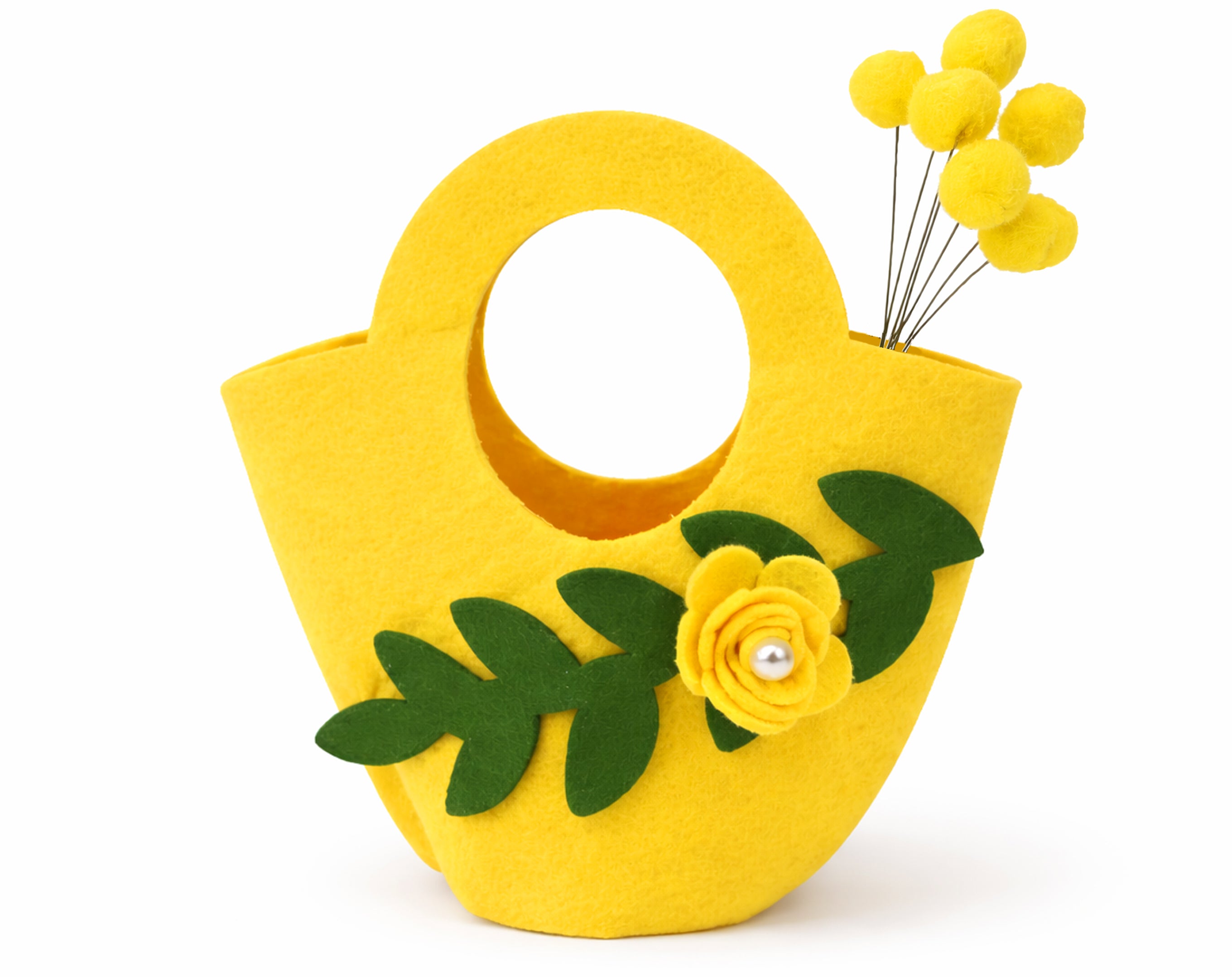 POCHETTE EN FEUTRE AVEC MIMOSA 16X19CM