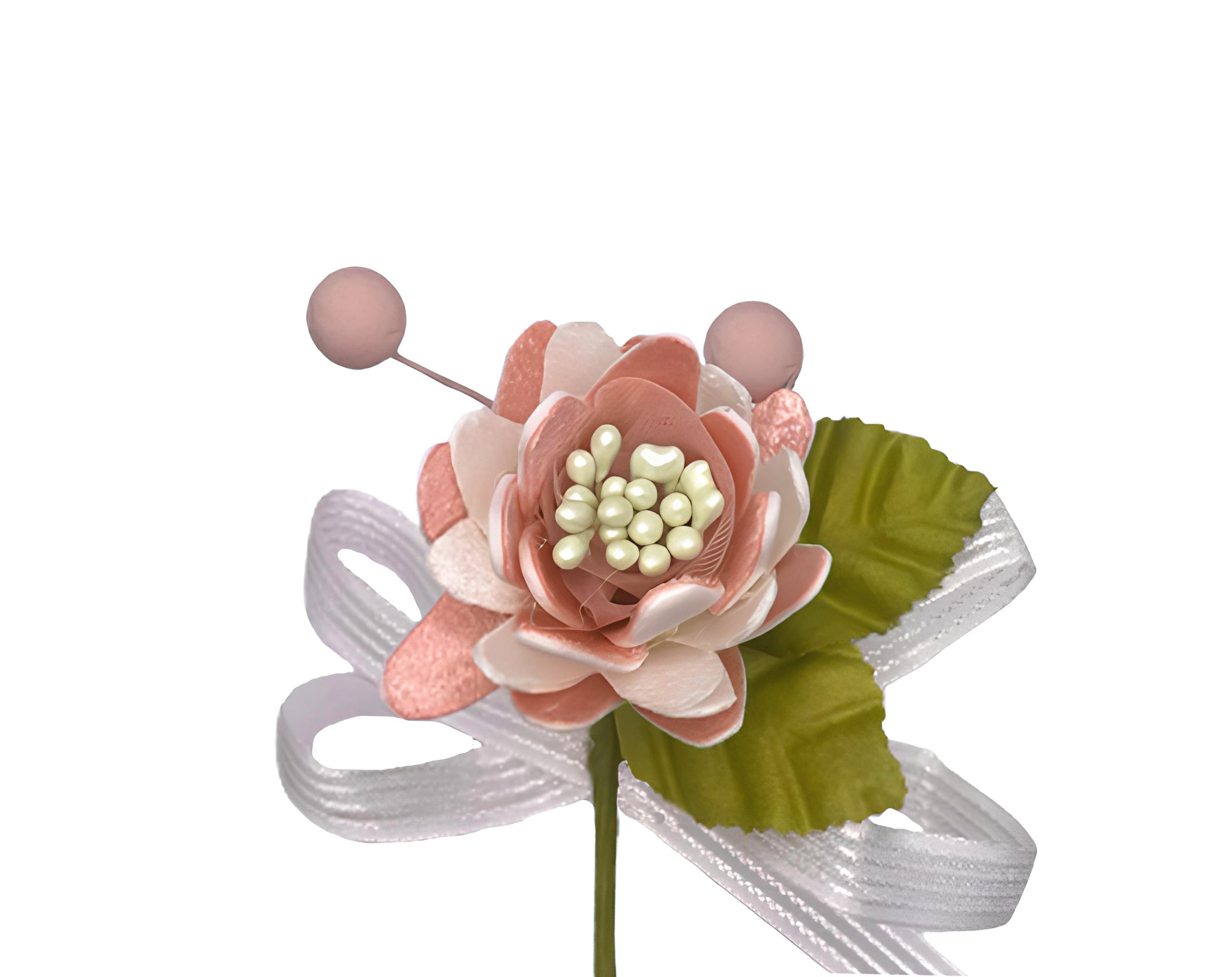 PICK PEONIA CON FIOCCO ROSA ANTICO | Incarto PPL per uova di Pasqua al cioccolato DAGERAF